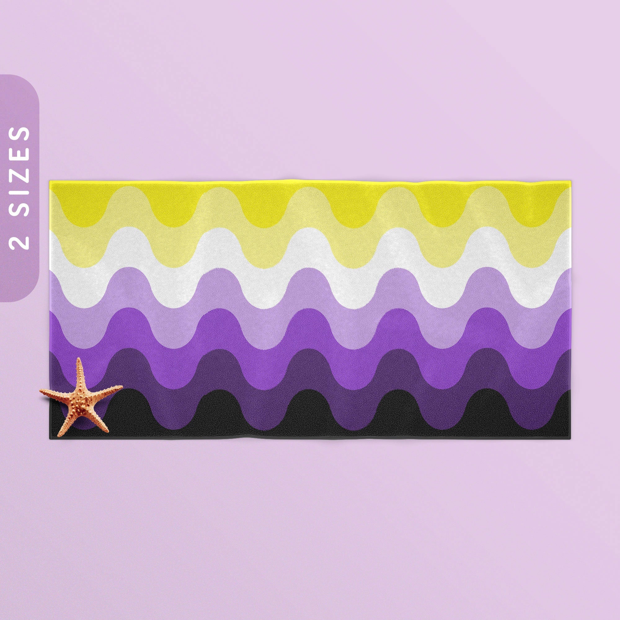 Subtle Nonbinary Pride Waves Beach Towel 30x60quot 36x72quot Beach Towel Bath Pool Towel Beach Lovers Towel Non Binary Enby Flag Towel Graphic Tee – Feel-Good Design · Perfect For Daily Wear