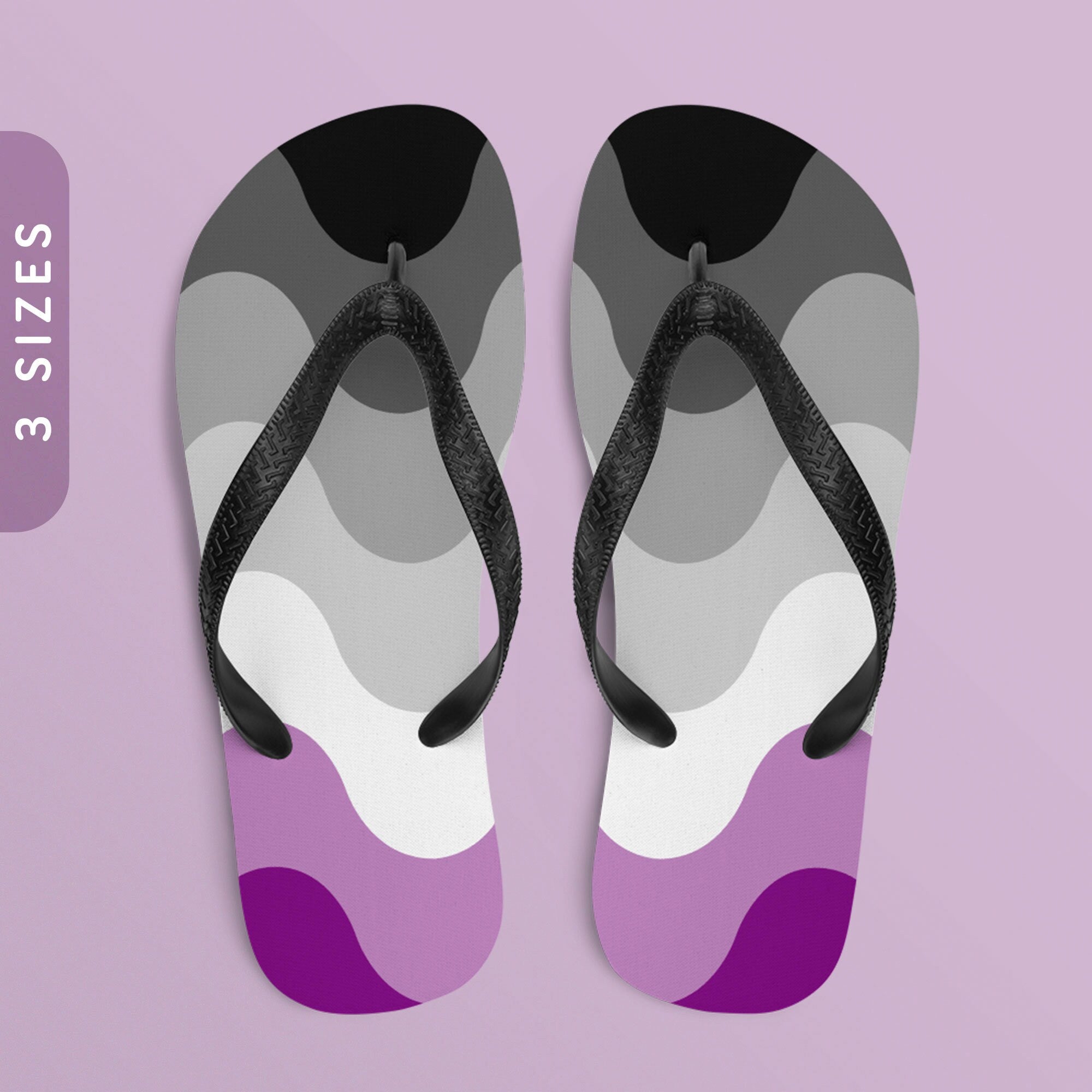 Subtle Asexual Pride Waves Flip Flops All Over Print Beach Sandals Asexual Pride Flag Color Flip Flops Ace Pride Flip Flops Graphic Tee – Easygoing Wear · Perfect For Daily Wear