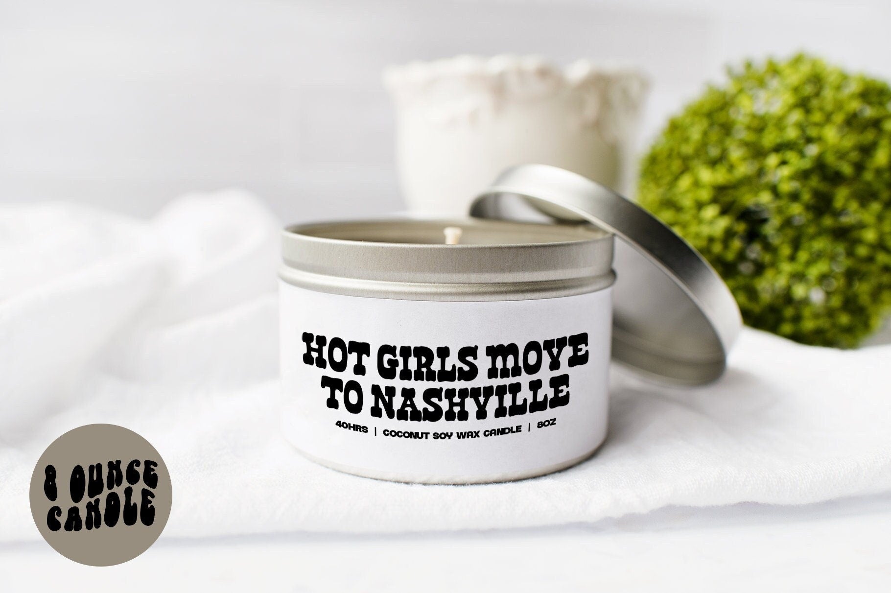 Nashville Tennessee Moving Away Candle Gifts Tin Coconut Soy Wax Scented Aromatherapy Vanilla Coffee Home Office Decor Graphic Tee – Easygoing Wear · Great Gift For Fans