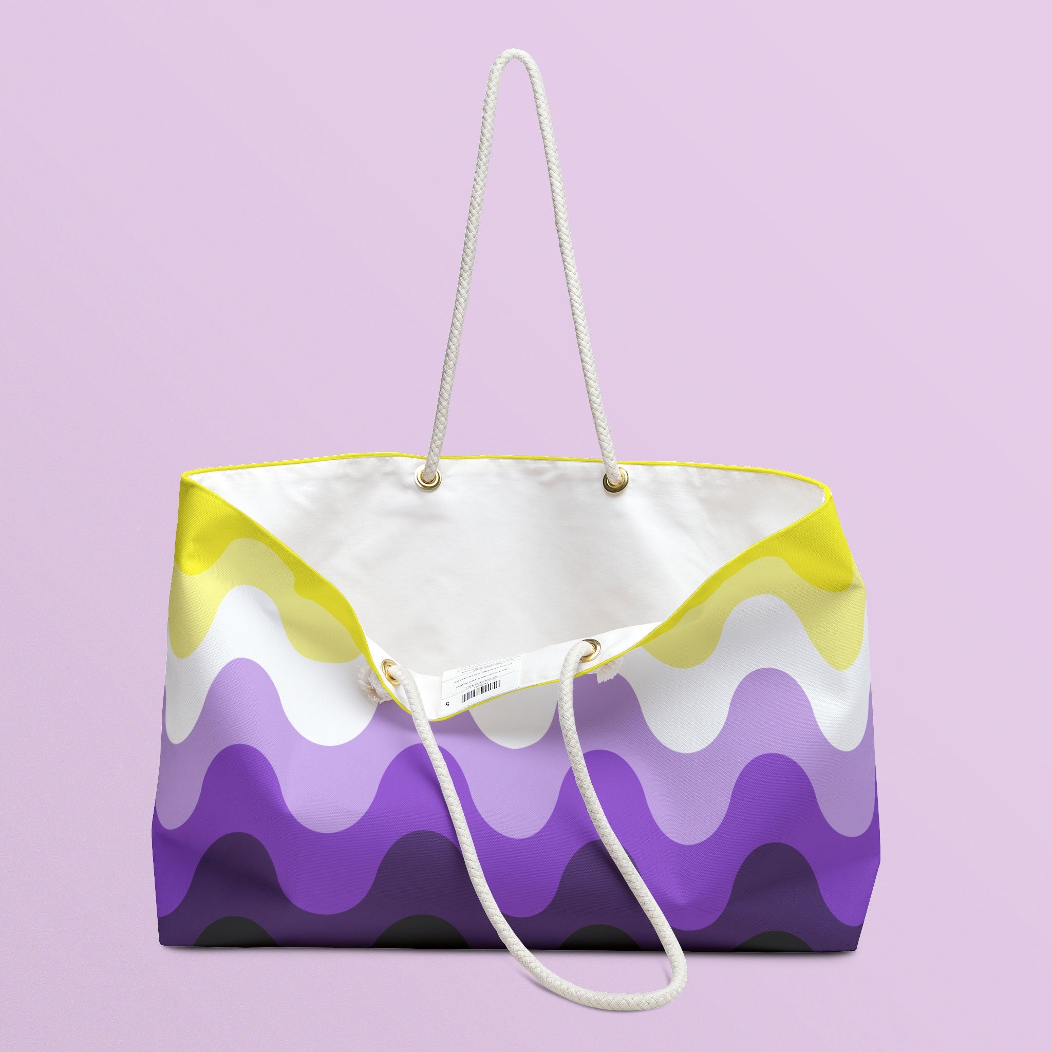 Subtle Nonbinary Pride Waves Weekender Bag All Over Print Oversized Beach Bag Nonbinary Pride Shopping Bag Enby Flag Accessories Bag Tote Bag – Cozy Vibes · Top Pick For Any Outfit