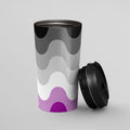 Subtle Asexual Pride Waves Travel Mug Stainless Steel 15oz Tumbler Ace Flag To Go Cup Insulated LGBTQ Thermos Graphic Tee – Aesthetic Look · Top Pick For Any Outfit