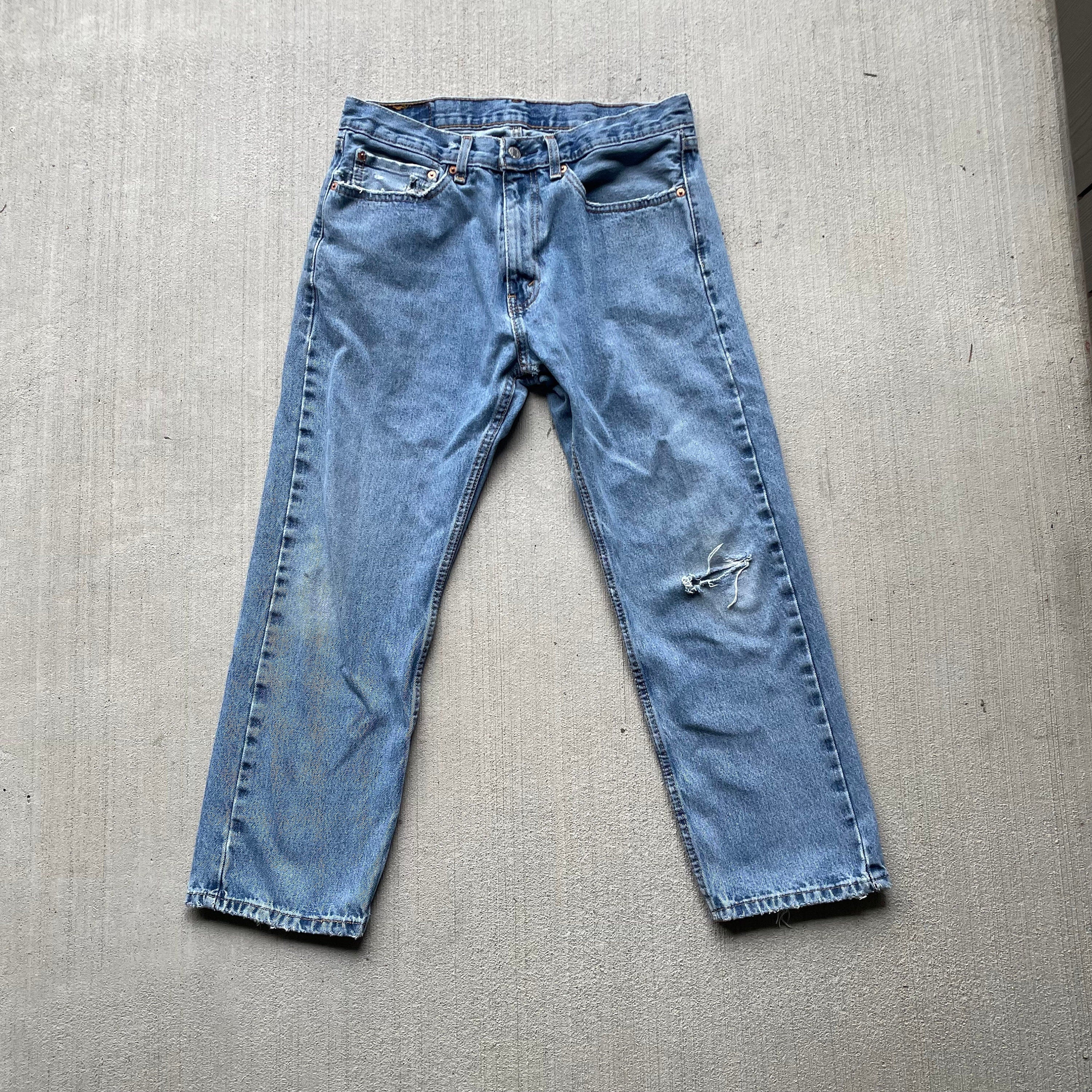 Levis 505 vintage 90s straight leg blue jeans short inseam 34 inch waist Graphic Tee – Aesthetic Look · Must-Have Style