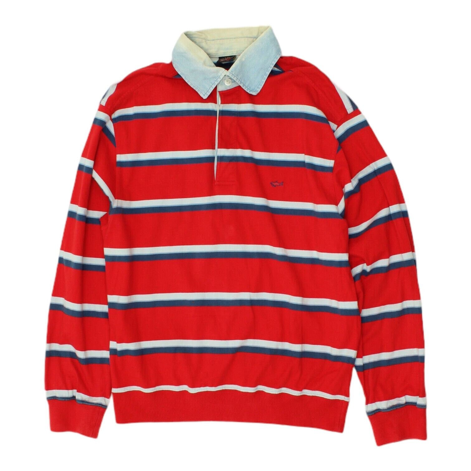 Paul Shark Mens Red Half Button Striped Shirt Vintage High End Designer VTG Graphic Tee – Premium Graphic · High-Quality Print