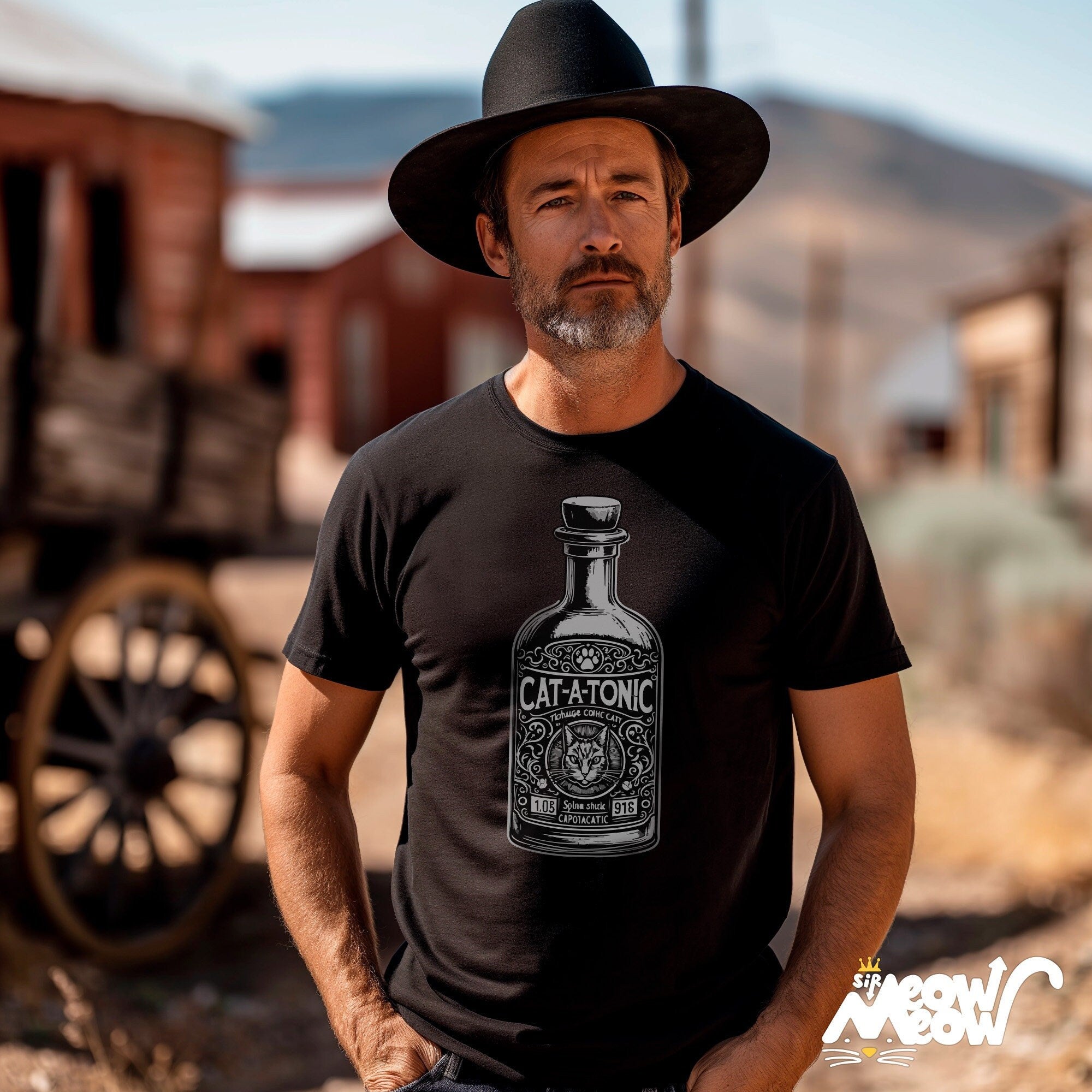 Cat A Tonic T Shirt Vintage Bottle Graphic Tee Funny Cat Lover Top Cat Pun Shirt Purrfect Gift Idea Graphic Tee – Soft Feel · Great Gift For Fans