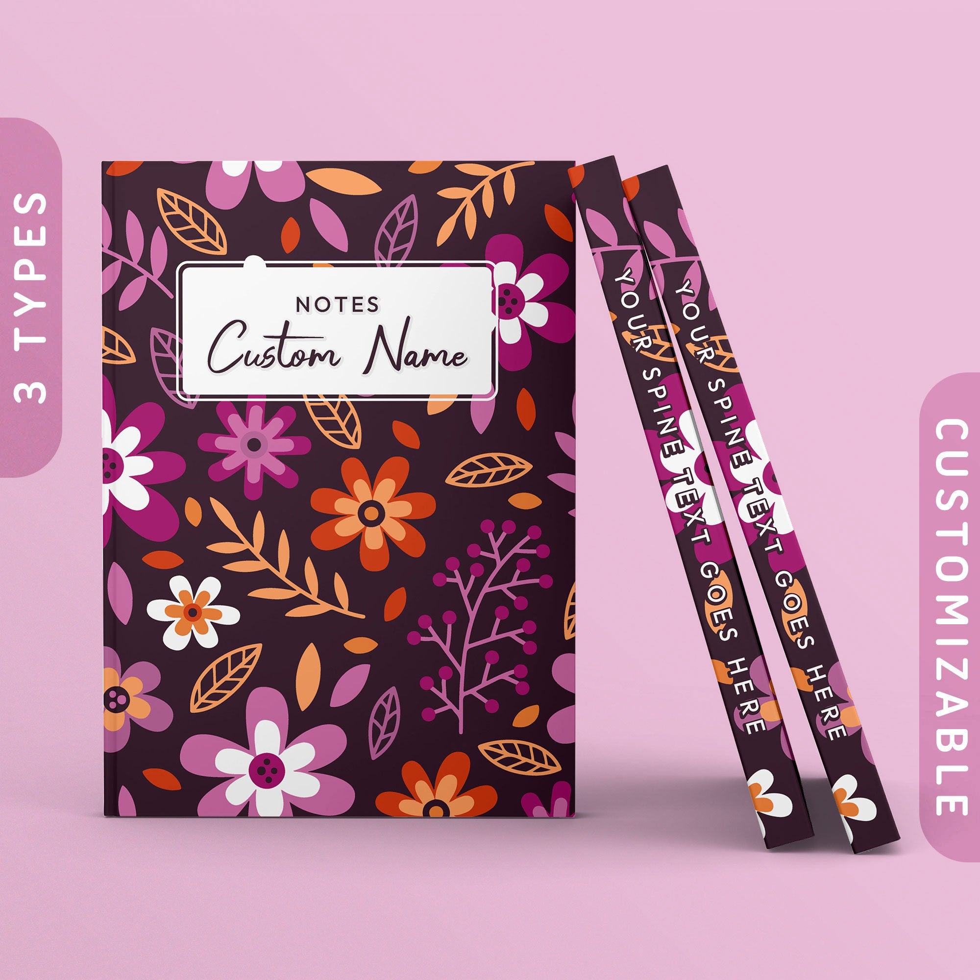 Personalized Subtle Lesbian Pride Flowers Journal Lesbian Pride Flag Sketchbook Customizable Hardcover Notebook Custom Name Text Graphic Tee – Everyday Comfort · Top Pick For Any Outfit