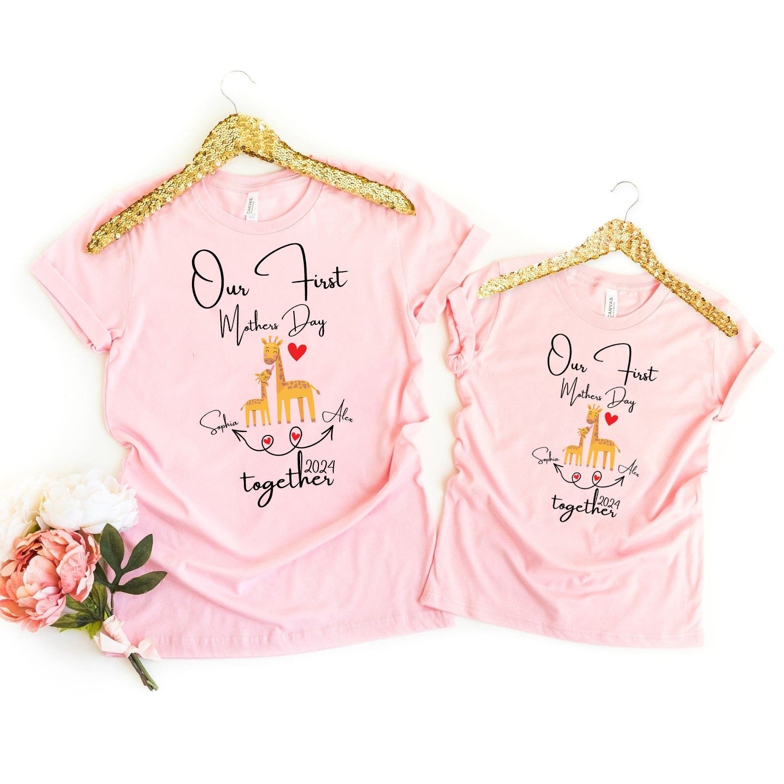 Custom First Mother39s Day Shirts Mothers Day Shirts Our First Mothers Day Matching Shirts Personalized Name First Mothers Day Shirts Graphic Tee – Aesthetic Look · High-Quality Print