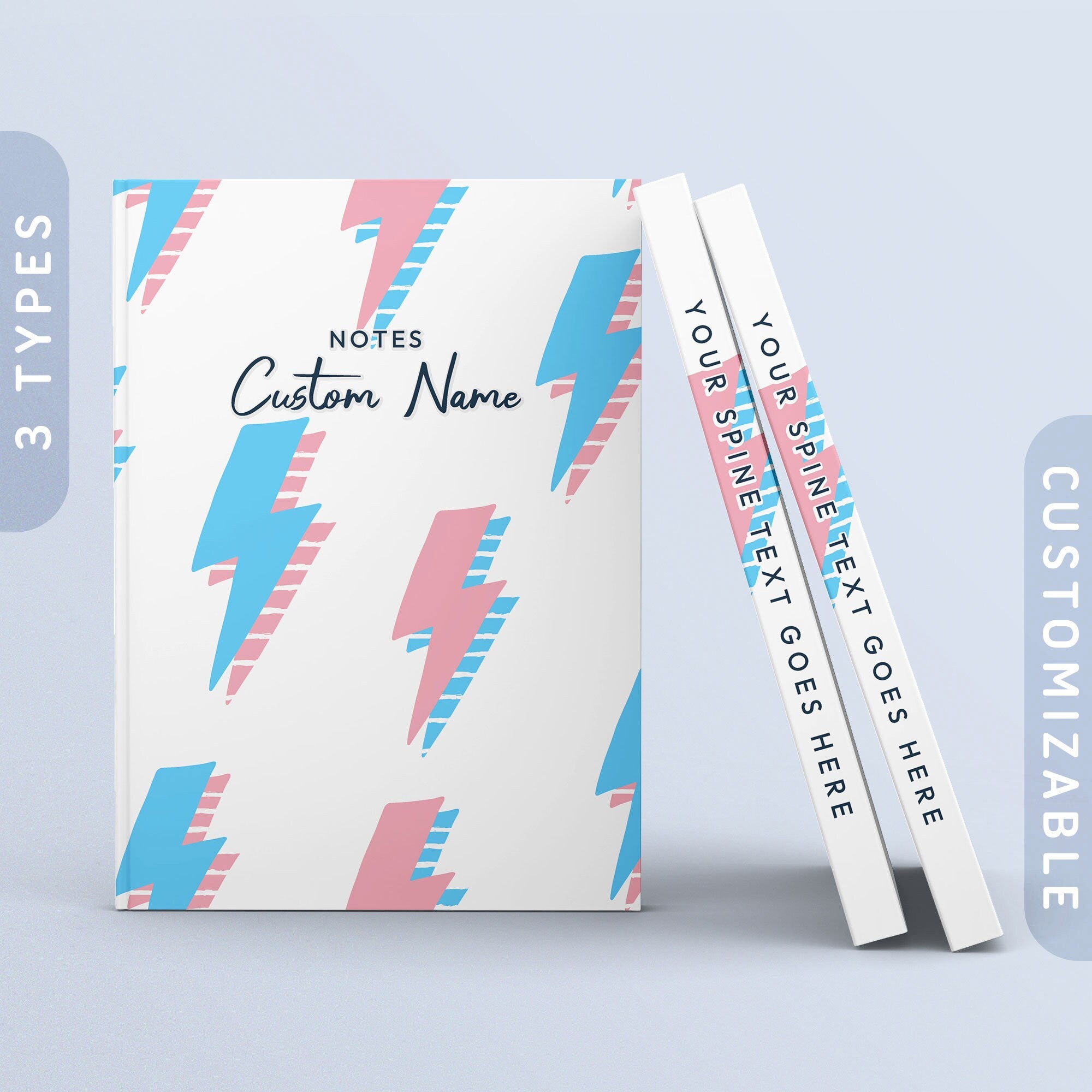 Personalized Subtle Trans Journal Transgender Pride Flag Thunderbolts Journal Customizable Hardcover Notebook Custom Name Text Graphic Tee – Cozy Vibes · Great Gift For Fans