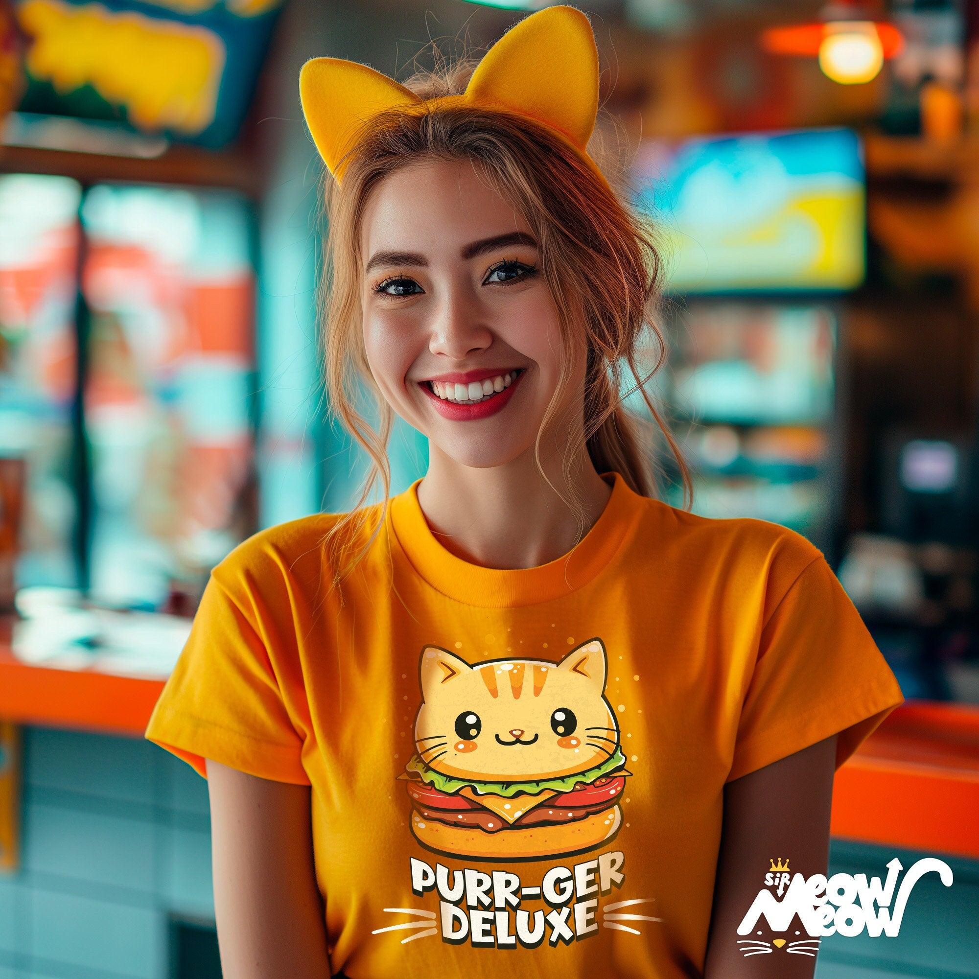 Purr ger Deluxe Tee Cat Burger T Shirt Foodie Cat Lover Shirt Hamburger Cat Lover Top Graphic Tee – Bold Style · Top Pick For Any Outfit