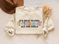 Retro Mental Health Sweatshirt It39s Ok To Feel All The Feels School Psychologist Shirt Self Love Shirt Love Yourself Counselor Teacher Sweatshirt – Fan Favorite · High-Quality Print