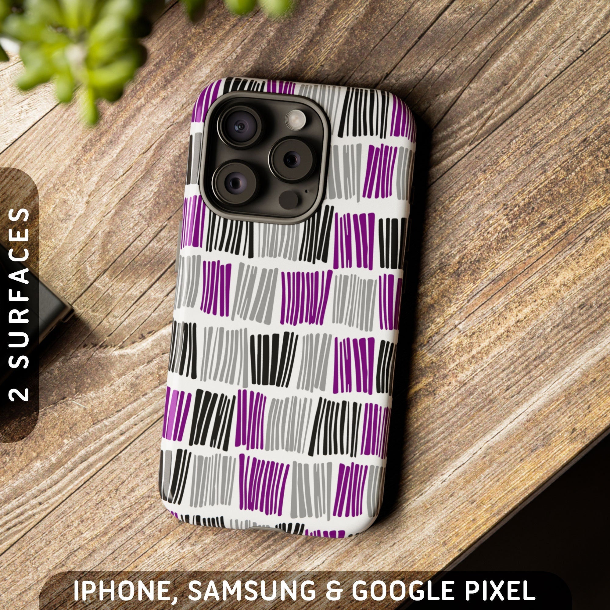 Subtle Asexual Pride Lines Tough Case iPhone 16 Pro Max Plus 15 14 13 12 11 Samsung S24 S23 S22 S21 Google Pixel 9 8 7 6 5 Phone Graphic Tee – Cozy Vibes · High-Quality Print