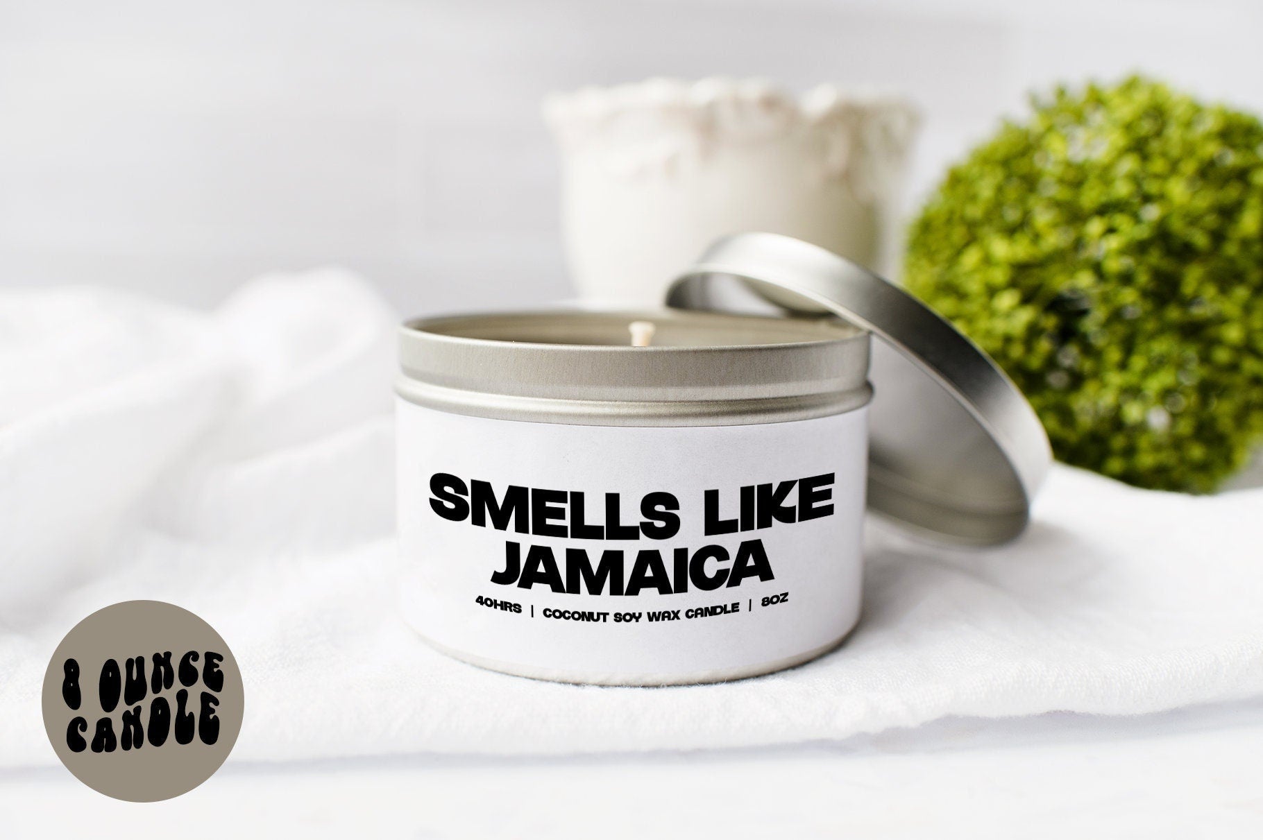 Jamaica Souvenir Candle Gifts Tin Coconut Soy Wax Scented Aromatherapy Vanilla Coffee Home Office Decor Graphic Tee – Feel-Good Design · High-Quality Print