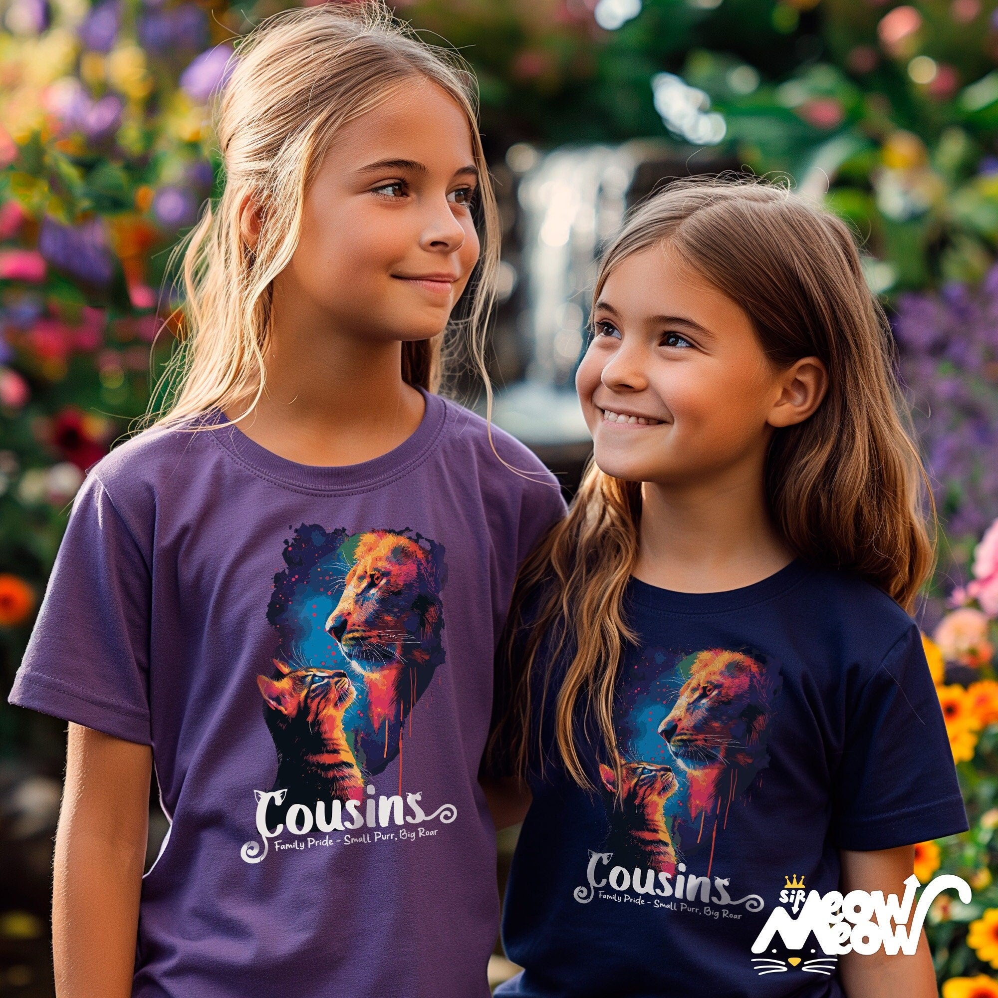 Cousins Cat and Lion T Shirt Family Pride Tee Cat Loving Cousins Gift Unisex Shirt Graphic Tee – Aesthetic Look · Trending Graphic Apparel