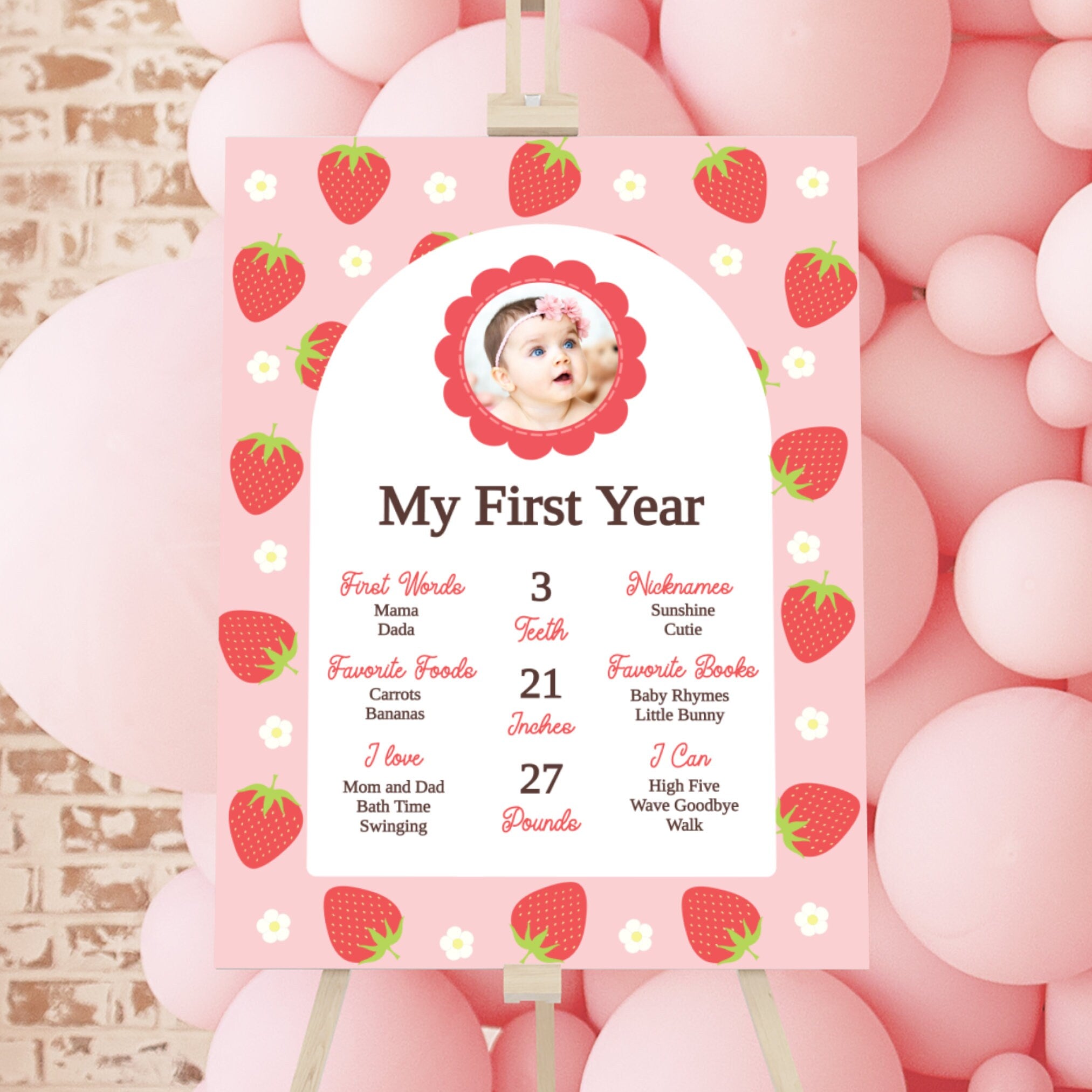 My Berry First Birthday Milestone Board Strawberry Milestone Poster My First Year Board Girl 1St Birthday Poster First Birthday Sign STRAW2 Graphic Tee – Aesthetic Look · Top Pick For Any Outfit