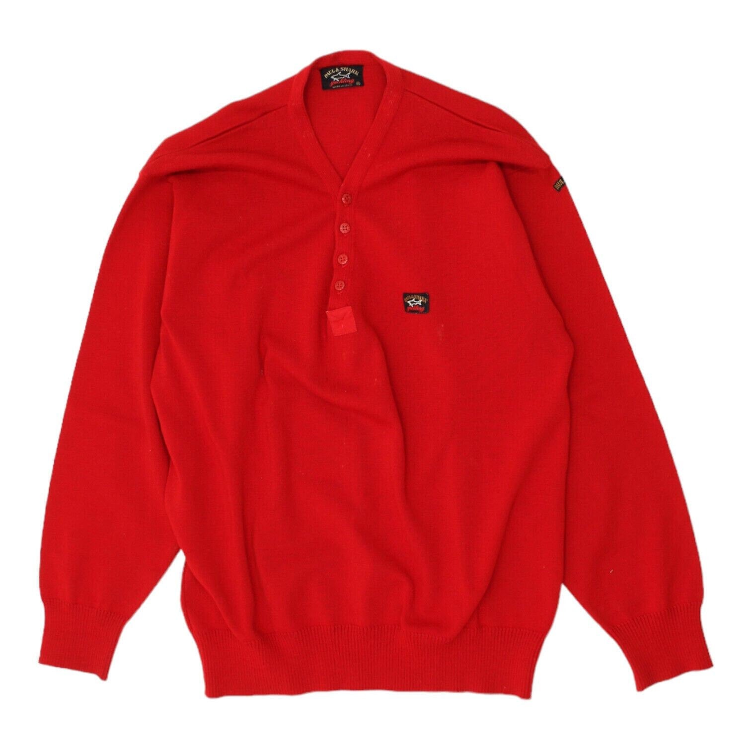 Paul Shark Mens Red Half Button Knit Jumper Vintage Designer Sweater VTG Graphic Tee – Bold Style · Perfect For Daily Wear