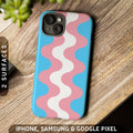 Subtle Trans Pride Waves Tough Case iPhone 16 Pro Max Plus 15 14 13 12 11 Samsung S24 S23 S22 S21 Google Pixel 9 8 7 6 5 Phone Graphic Tee – Premium Graphic · High-Quality Print