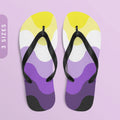Subtle Nonbinary Pride Waves Flip Flops All Over Print Beach Sandals Nonbinary Pride Flag Color Flip Flops Enby Pride Flip Flops Graphic Tee – Bold Style · Must-Have Style