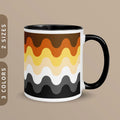Subtle Bear Pride Waves Coffee Mug 11oz 15oz White Ceramic Mug with Accent Color LGBTQ Gay Bear Pride Mug Bear Brotherhood Flag Mug Graphic Tee – Warm & Stylish · High-Quality Print