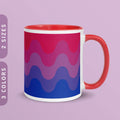 Subtle Bisexual Pride Waves Coffee Mug 11oz 15oz White Ceramic Mug with Accent Color LGBTQ Bi Pride Mug Bisexual Pride Flag Mug Graphic Tee – Aesthetic Look · Perfect For Daily Wear