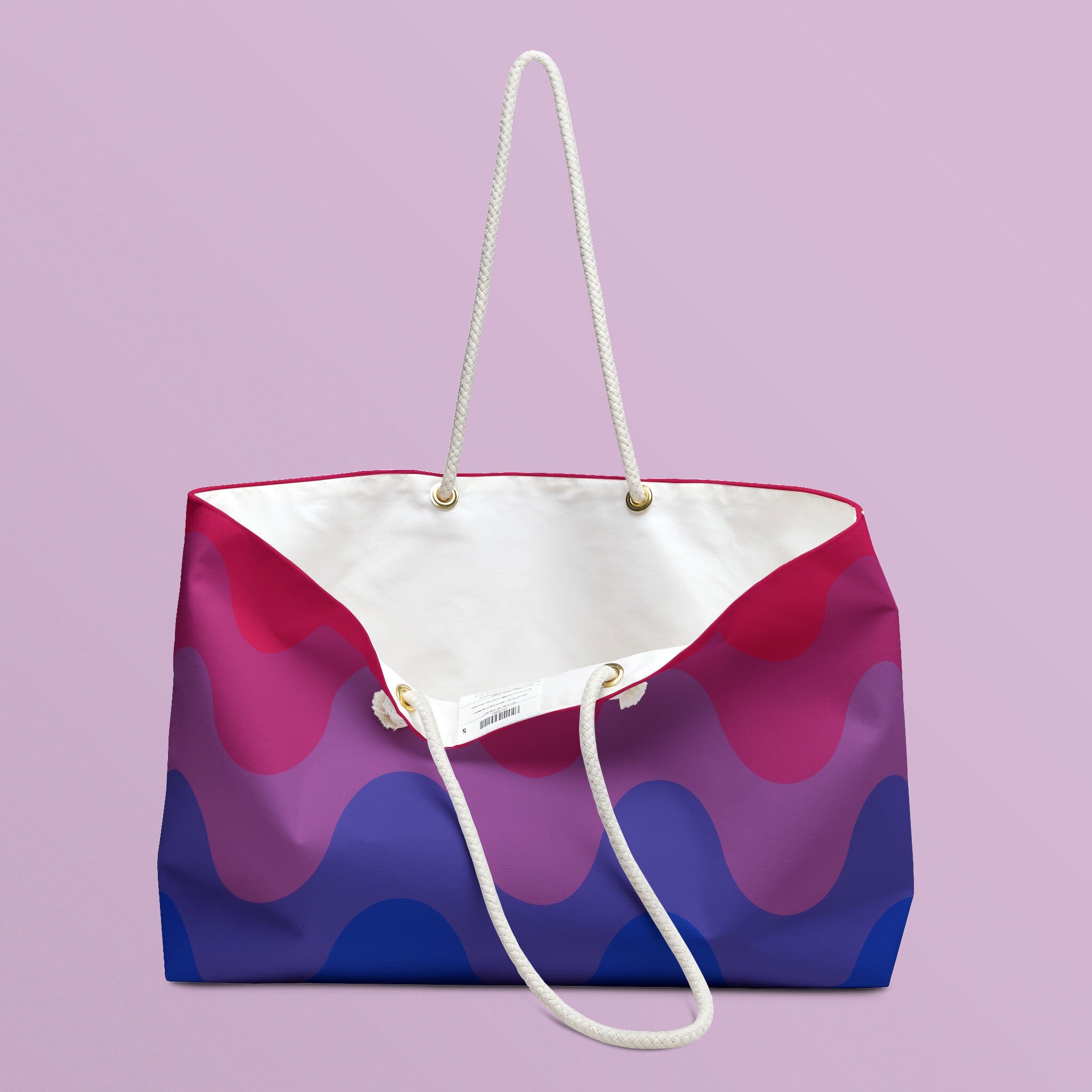 Subtle Bisexual Pride Waves Weekender Bag All Over Print Oversized Beach Bag Bisexual Pride Shopping Bag Bi Pride Flag Accessories Bag Tote Bag – Premium Graphic · Must-Have Style