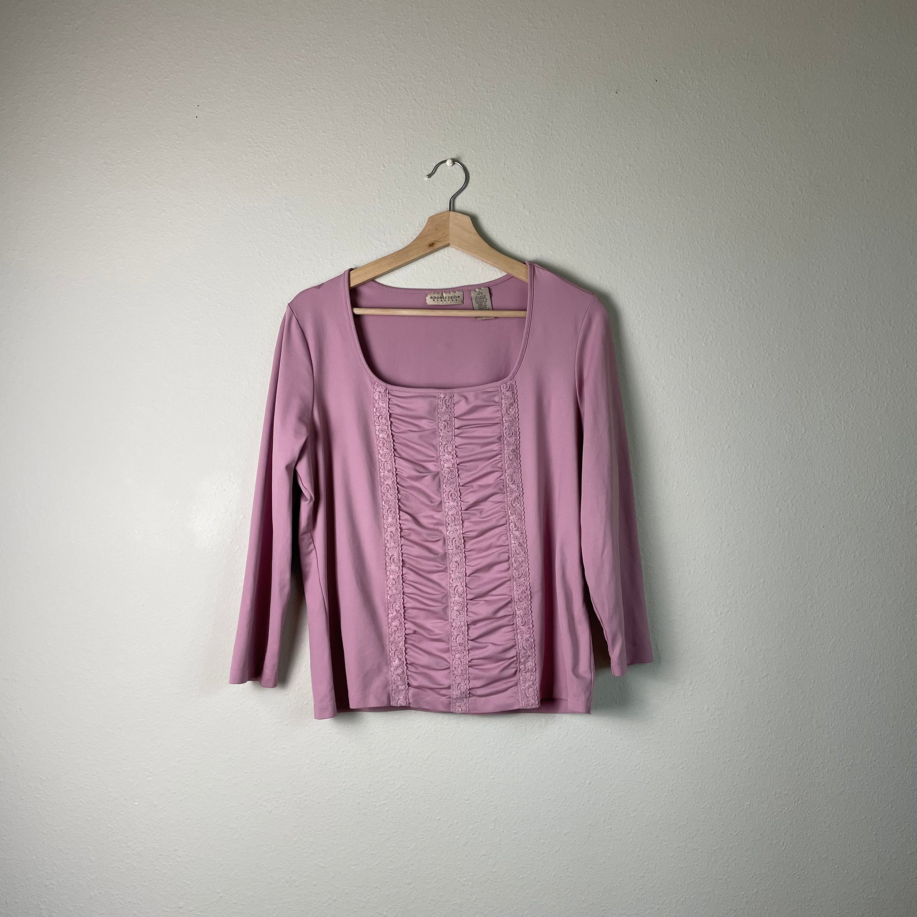 Y2K vintage 2000s pink ruched milkmaid long sleeve blouse size Graphic Tee – Aesthetic Look · High-Quality Print
