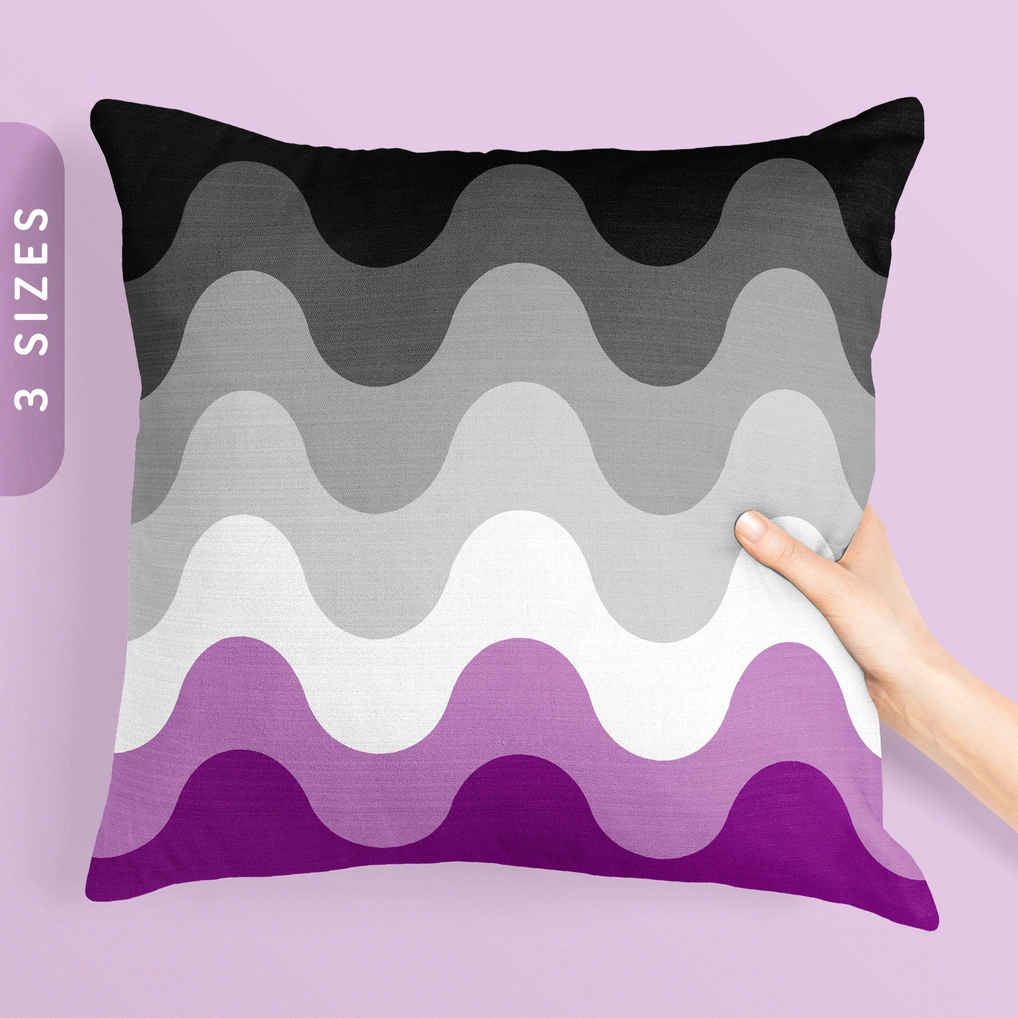 Subtle Asexual Pride Waves Pillow Case Insert All Over Throw Pillow Pride Cushion Cover LGBTQ Ace Pride Flag Color Pillow Cover Graphic Tee – Aesthetic Look · Perfect For Daily Wear