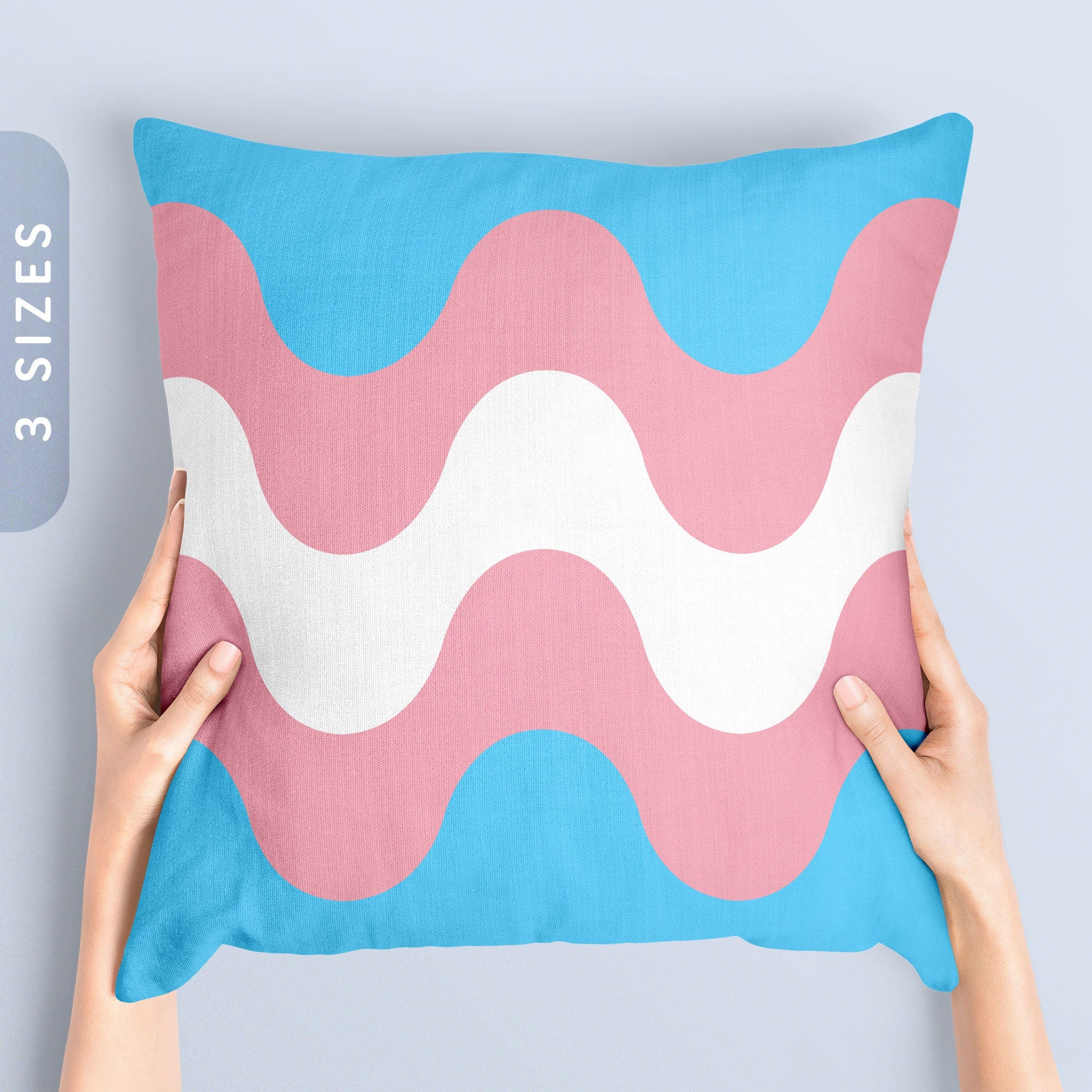 Subtle Trans Pride Waves Pillow Case Insert All Over Throw Pillow Pride Cushion Cover LGBT Transgender Pride Flag Color Pillow Cover Graphic Tee – Soft Feel · Perfect For Daily Wear