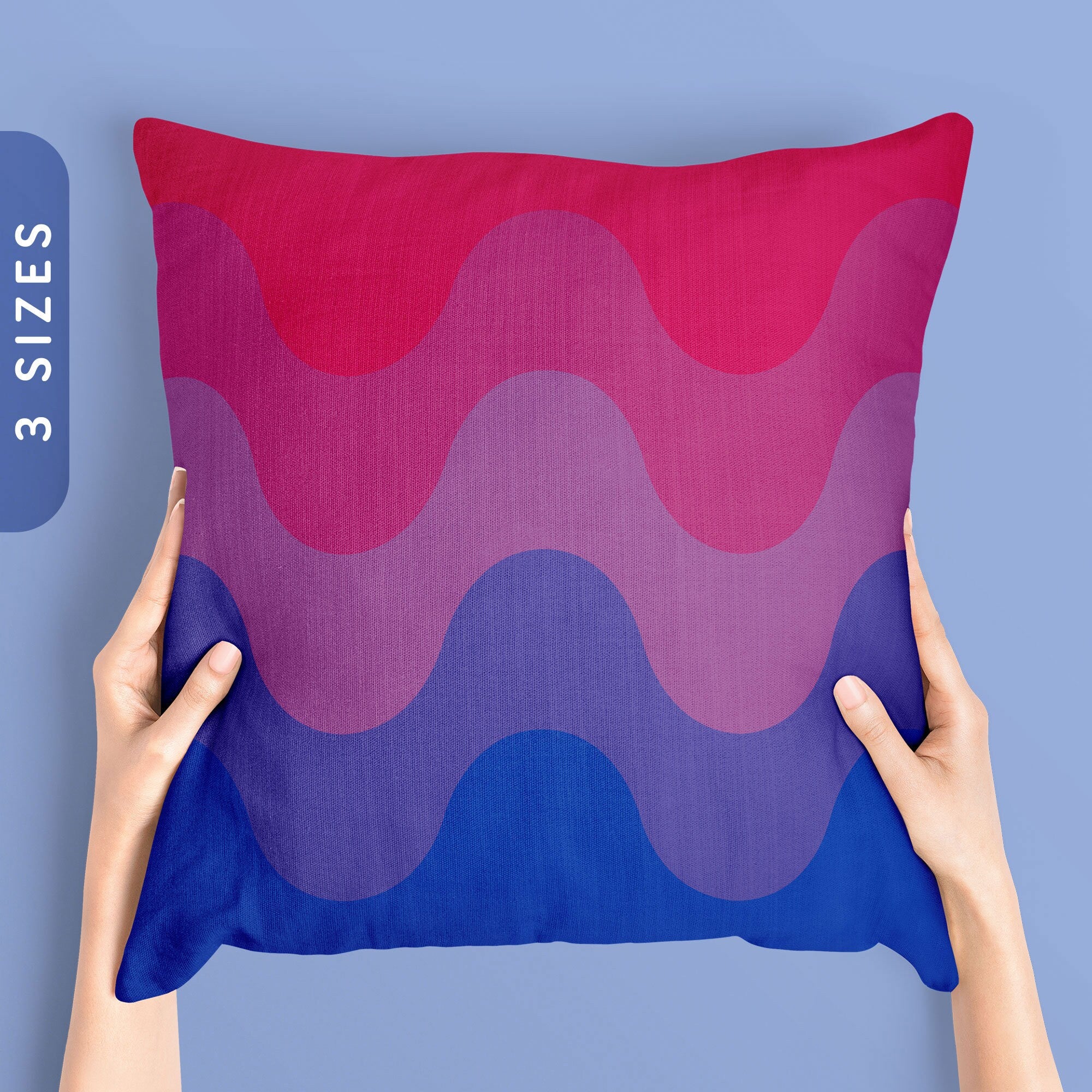Subtle Bisexual Pride Waves Pillow Case Insert All Over Throw Pillow Pride Cushion Cover LGBTQ Bi Pride Flag Color Pillow Cover Graphic Tee – Feel-Good Design · Perfect For Daily Wear