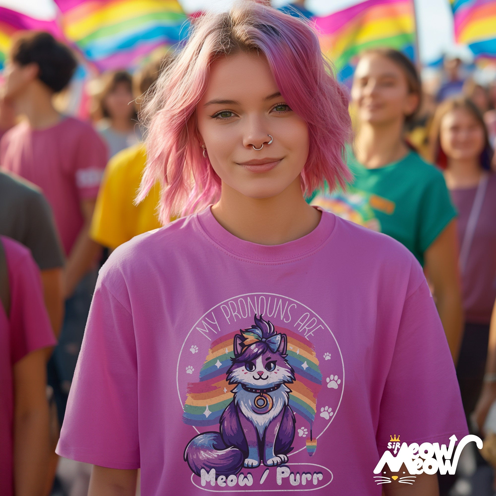 Cat Pronouns Meow Purr T Shirt LGBTQ Pride Cat Tee Gender Identity Shirt Graphic Tee – Cozy Vibes · Trending Graphic Apparel