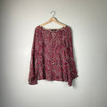 Y2K Burgundy Bell Sleeve Silk Sheer Paisley Top Size m Graphic Tee – Feel-Good Design · Trending Graphic Apparel