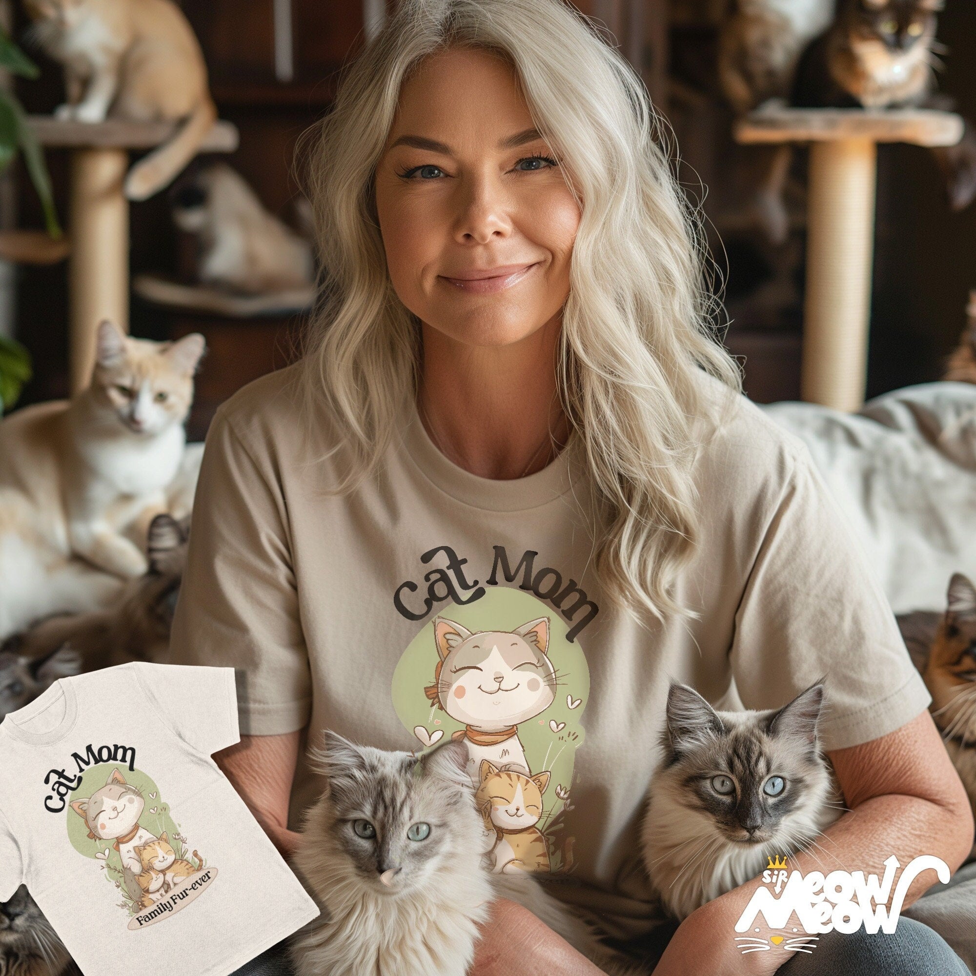 Cat Mom T Shirt Family Fur ever Tee Cute Cat Lover Shirt Pet Mom Gift Casual Animal Lover Top Graphic Tee – Warm & Stylish · Perfect For Daily Wear