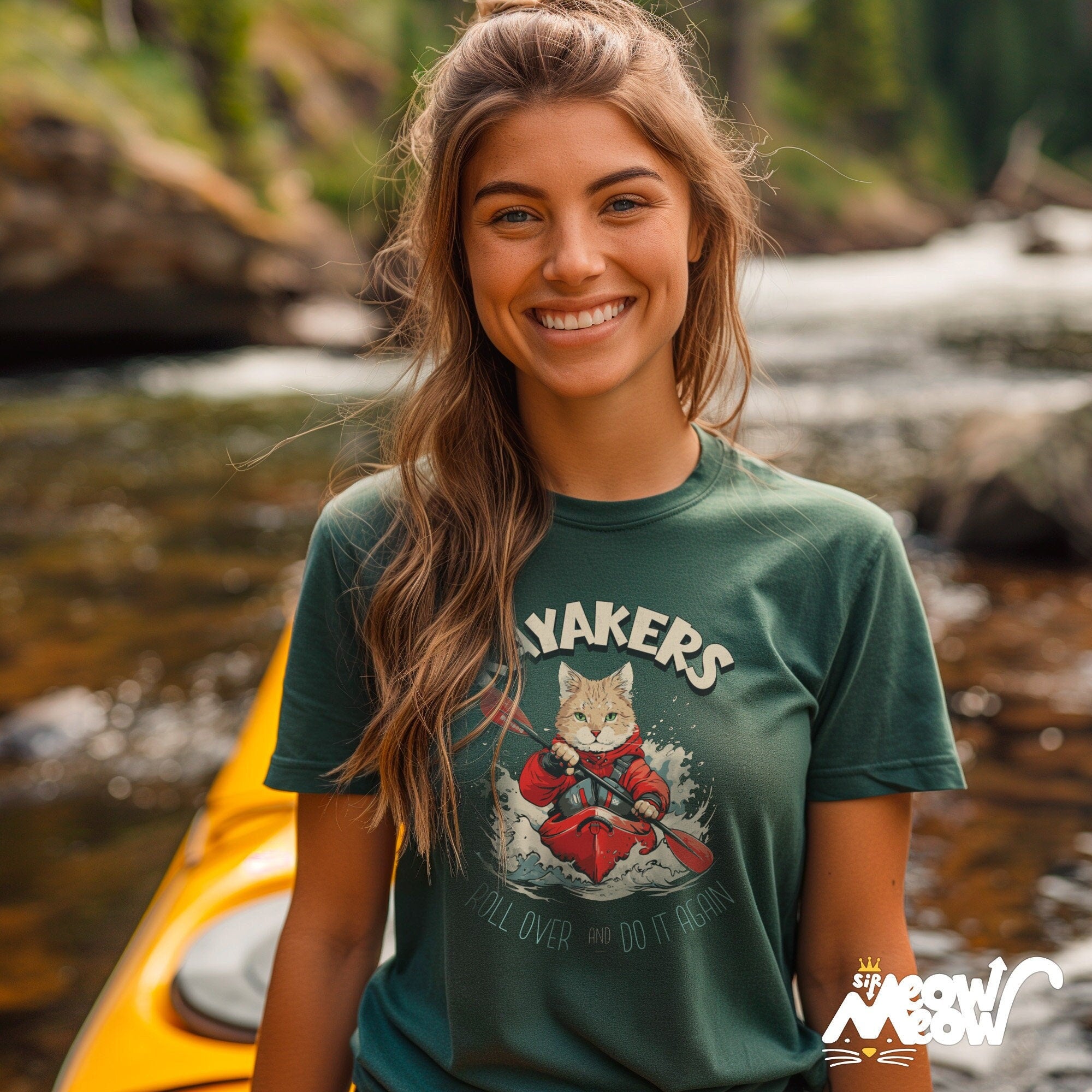 Adventurous Kayakers Tee Feline Fun on the Water Outdoor Enthusiast Gift Perfect for Kayaking Graphic Tee – Soft Feel · Must-Have Style