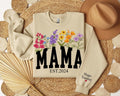 Custom Floral Mama Est Sweatshirt With Kids Name On Sleeve Wildflowers Mom Sweater Personalized Mom Hoodie Mothers Day Gift New Mom Gift Hoodie – Aesthetic Look · Top Pick For Any Outfit