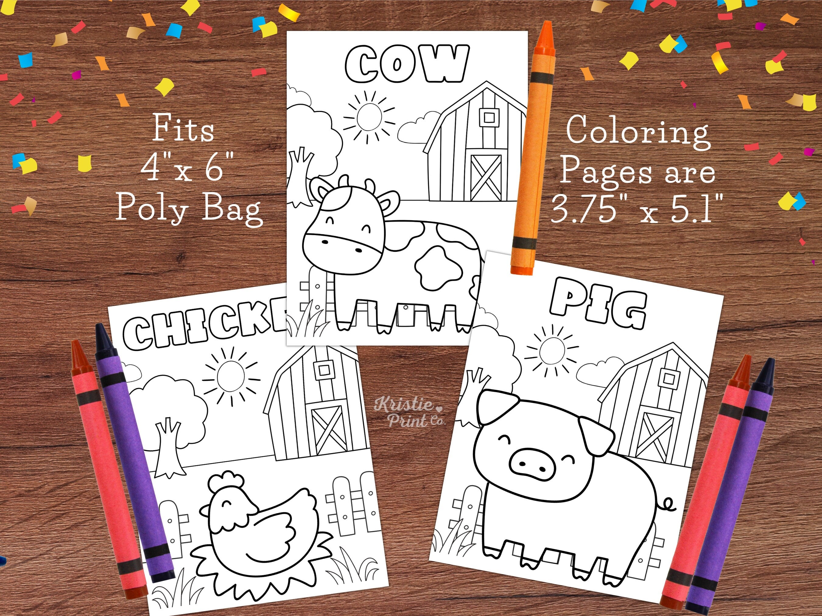 Farm Animal Mini Coloring Sheets Cute Coloring Book Kids Birthday Party Favor Printable Coloring Mini Coloring Pages Farm Activity Sheet Graphic Tee – Cozy Vibes · High-Quality Print