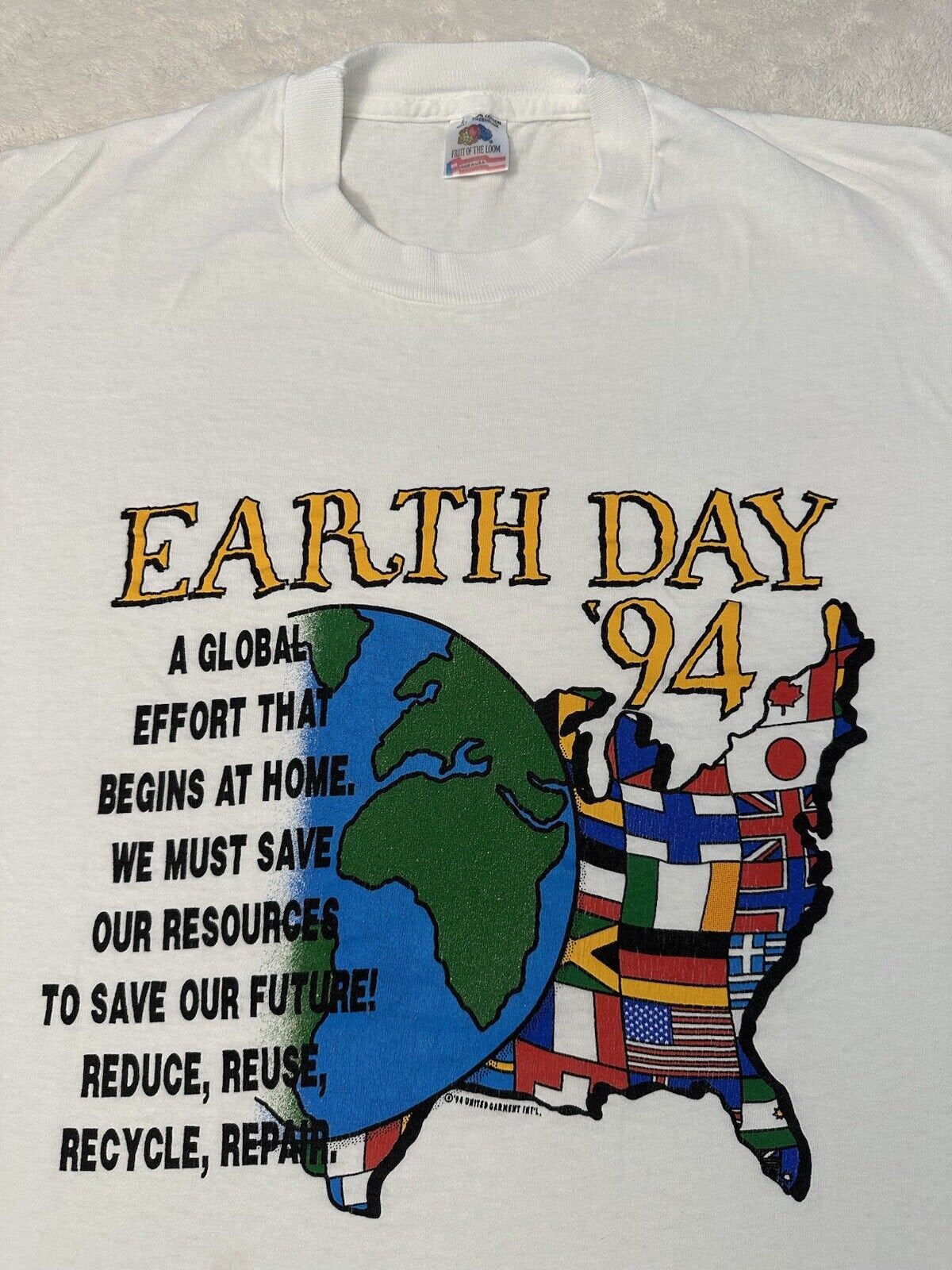 Vintage 1990s 1994 Earth Day Planet Reduce Reuse Recycle World Flag T Shirt L Graphic Tee – Premium Graphic · Top Pick For Any Outfit