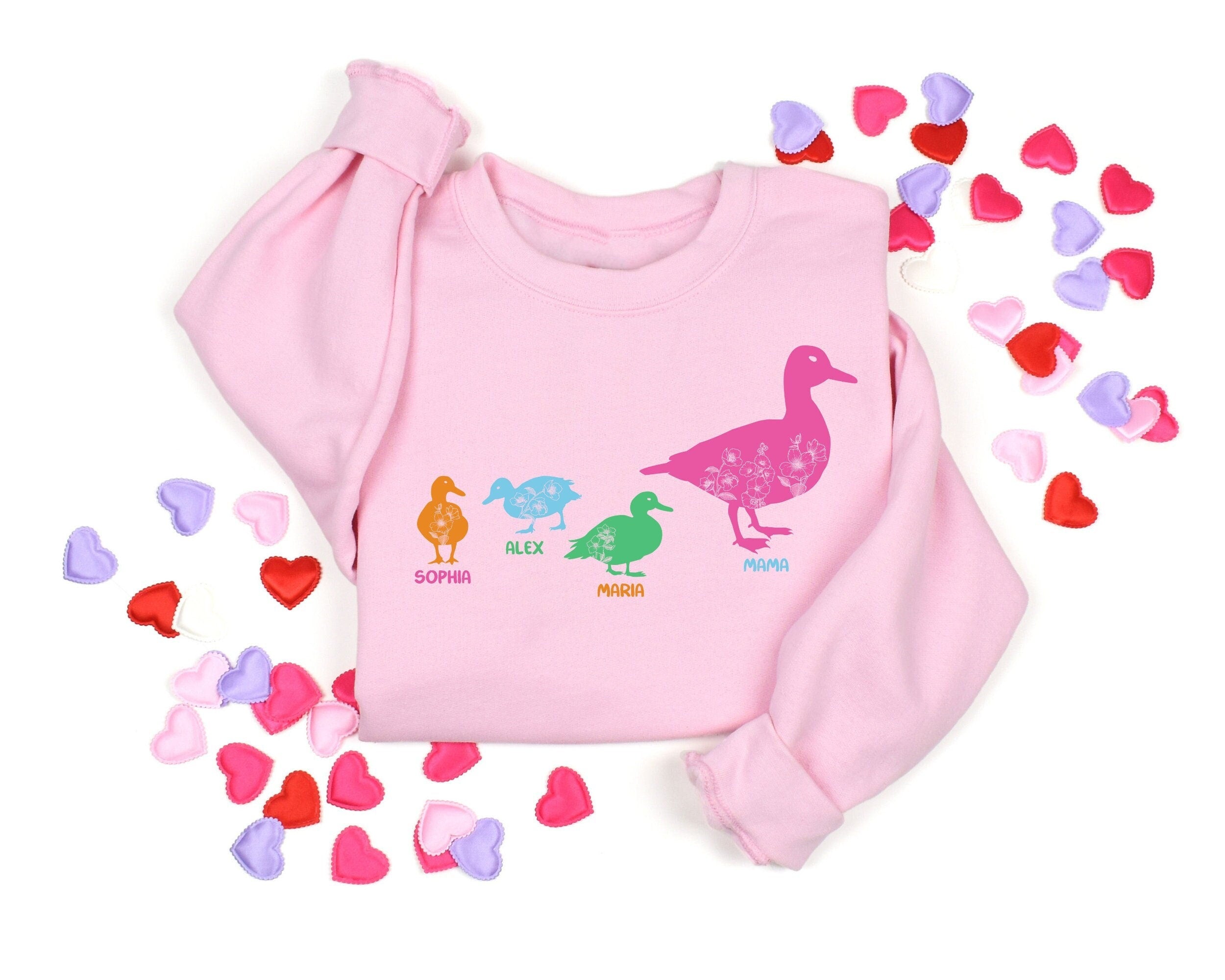 Custom Mama Duck Sweatshirt Cute Mallard Duck Family Crewneck Duck Mom Sweatshirt Bird Lover Gift Mothers Day Gift New Mom Gift Sweatshirt – Easygoing Wear · Perfect For Daily Wear