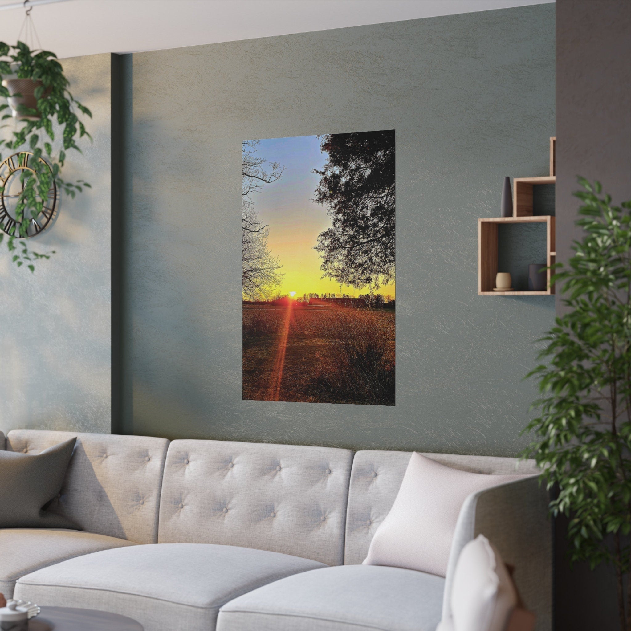Sunrise Satin Poster Wall Art Rustic Farm Home Cabin Decor Real Photo Rural Sunrise Wall Art Poster Gift Graphic Tee – Premium Graphic · Trending Graphic Apparel
