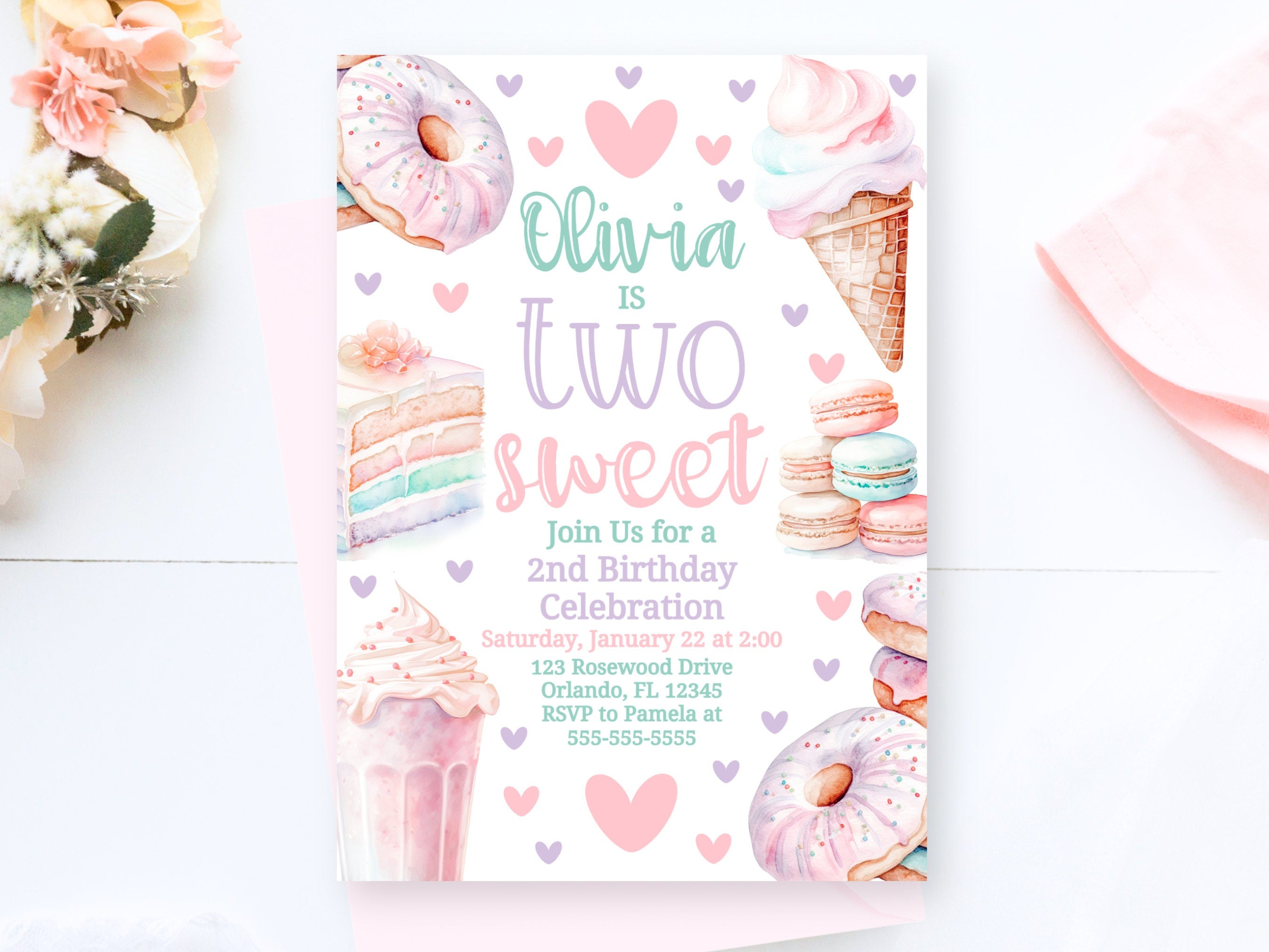 Two Sweet Second Birthday Invite Two Sweet Birthday Party Girls 2Nd Birthday Printable Invitation Pastel Party Donut Invite Editable TW1 Graphic Tee – Fan Favorite · Trending Graphic Apparel