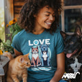 Love Knows No Breed T Shirt Cat and Dog Tee Tabby Cat Lovers Shirt Animal Equality Top Pit Bull Owner Gift Unisex Compassion Tee Graphic Tee – Soft Feel · Must-Have Style