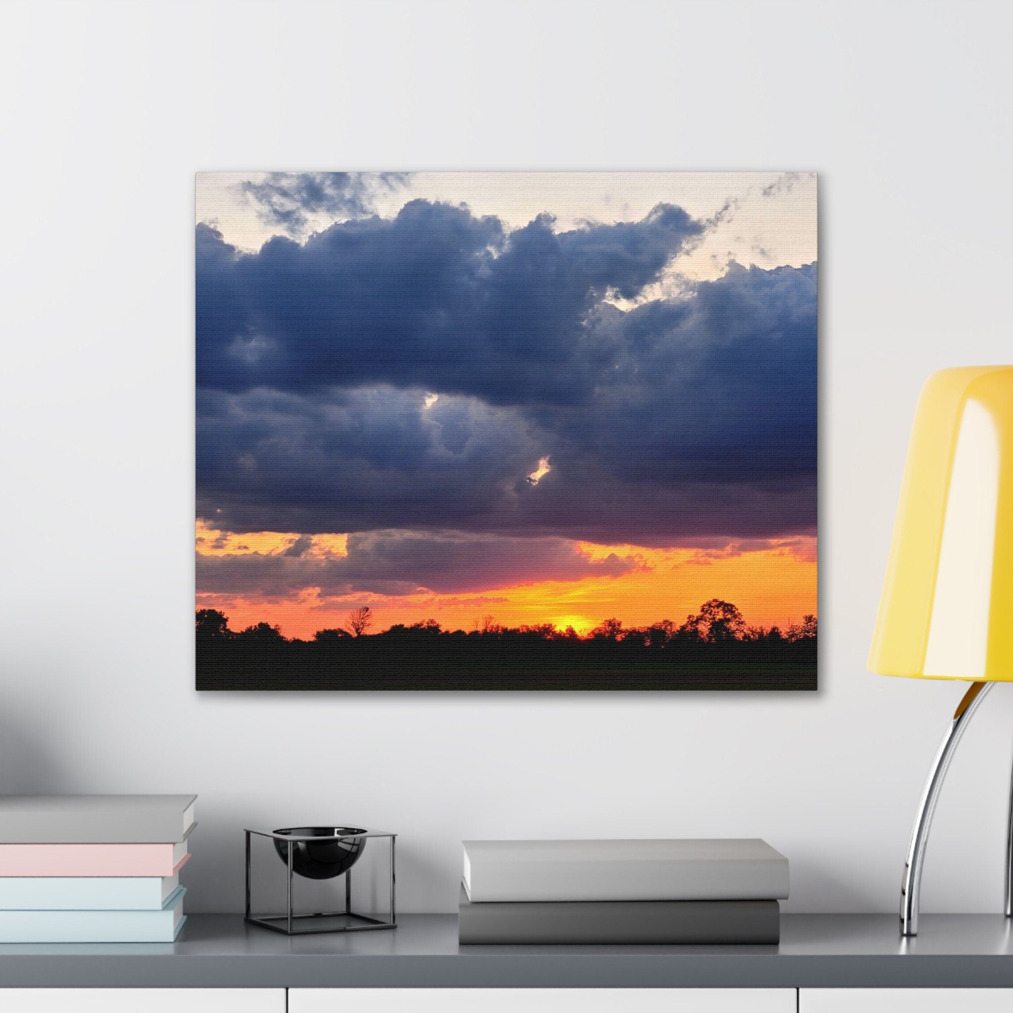 Sunset Canvas Wall Art Rustic Home Cabin RV Wall Decor Outdoor Nature Gift Real Photography No AI Graphic Tee – Soft Feel · Perfect For Daily Wear