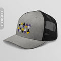 Nonbinary Triangles Trucker Cap Subtle Nonbinary Diamonds Hat LGBTQ Enby Pride Flag Hat Non Binary Pride Outfit Nonbinary Gift Graphic Tee – Premium Graphic · High-Quality Print