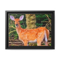 Deer Canvas Photo Black Frame Matte Finish Cabin Decor RV Outdoor Deer Photo Gift For Animal Lover Birthday Graphic Tee – Soft Feel · High-Quality Print