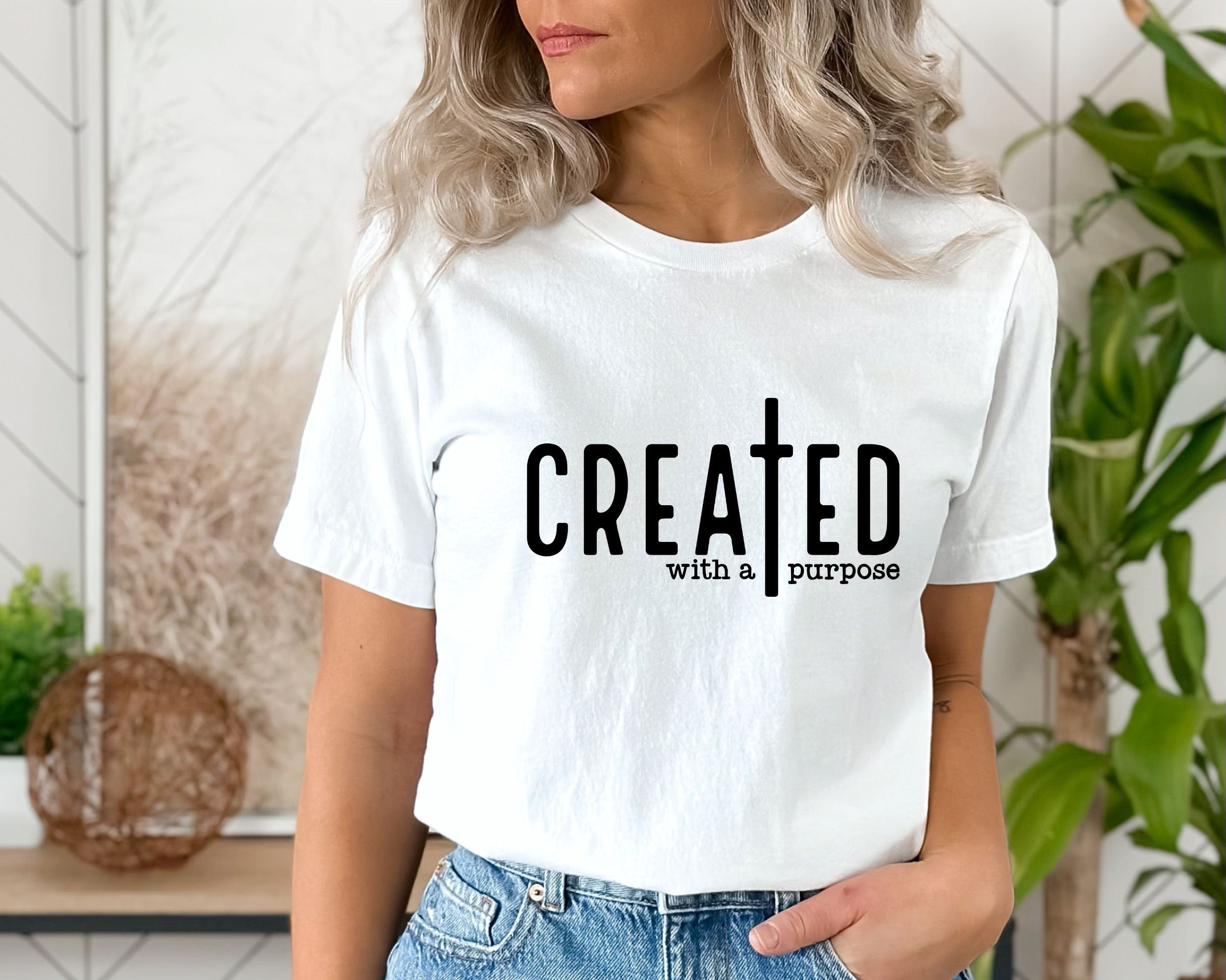 Created With Purpose Shirt Christian Shirts Bible Verse Sweatshirts Bible Quote Shirt Women Christian T Shirt Religious Gifts Trendy Sweatshirt – Warm & Stylish · Trending Graphic Apparel