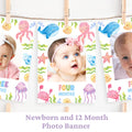 Oneder the Sea Photo Banner Under The Sea Party 12 Month Banner 1St Birthday Girl Monthly Photo Banner Sea Birthday Party Milestone UND1 Graphic Tee – Warm & Stylish · Trending Graphic Apparel