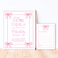 Pink Bow Time Capsule Sign with Time Capsule Cards Girl Time Capsule First Birthday Girl Pink Bow Party Decor Classic Pink Birthday PINK1 Graphic Tee – Feel-Good Design · Top Pick For Any Outfit