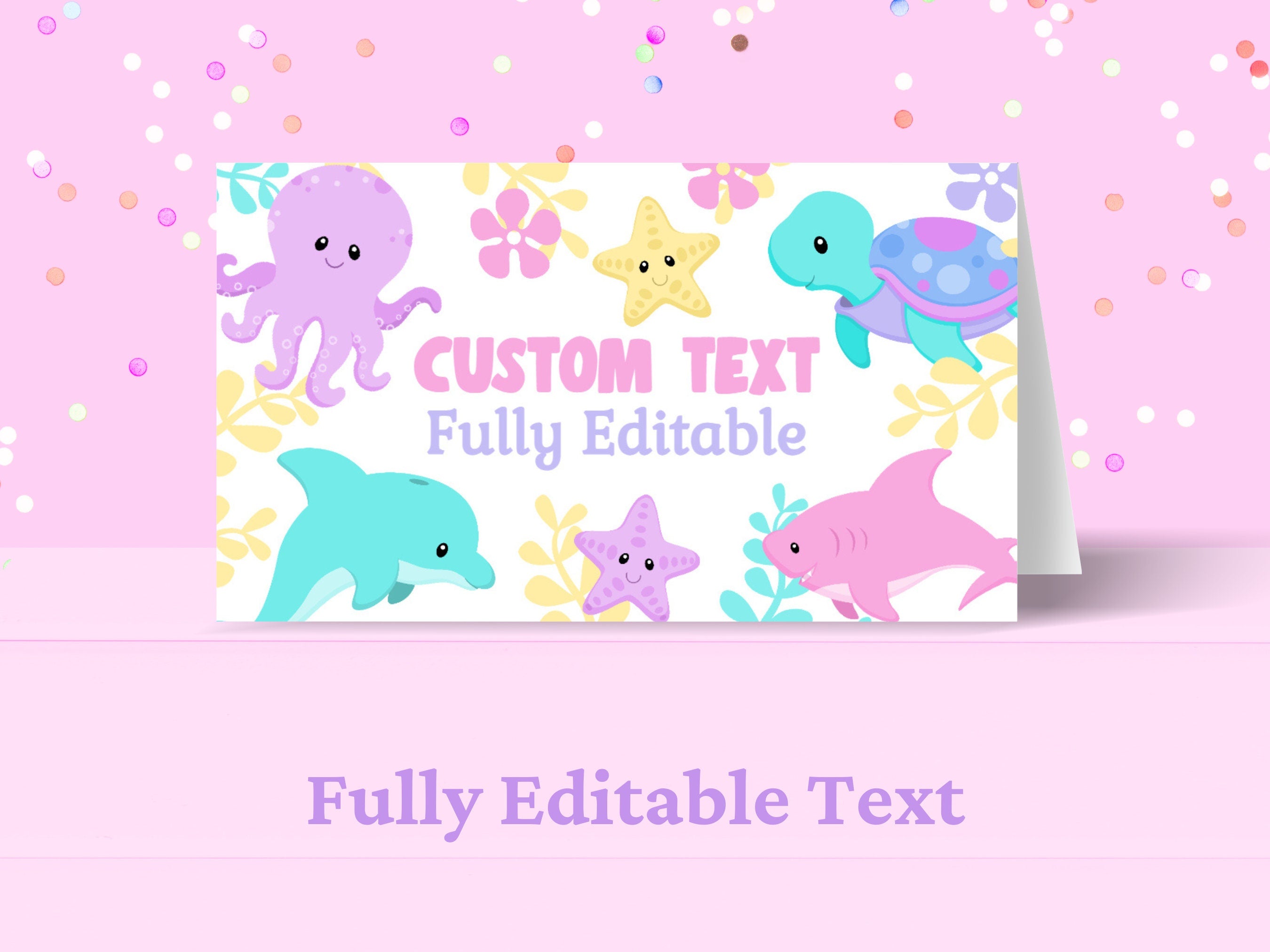 Under The Sea Food Tent Card Under The Sea Party Decorations Sea Animals Food Label Editable Girl Under The Sea Party Place Card UNDE2 Graphic Tee – Premium Graphic · Perfect For Daily Wear
