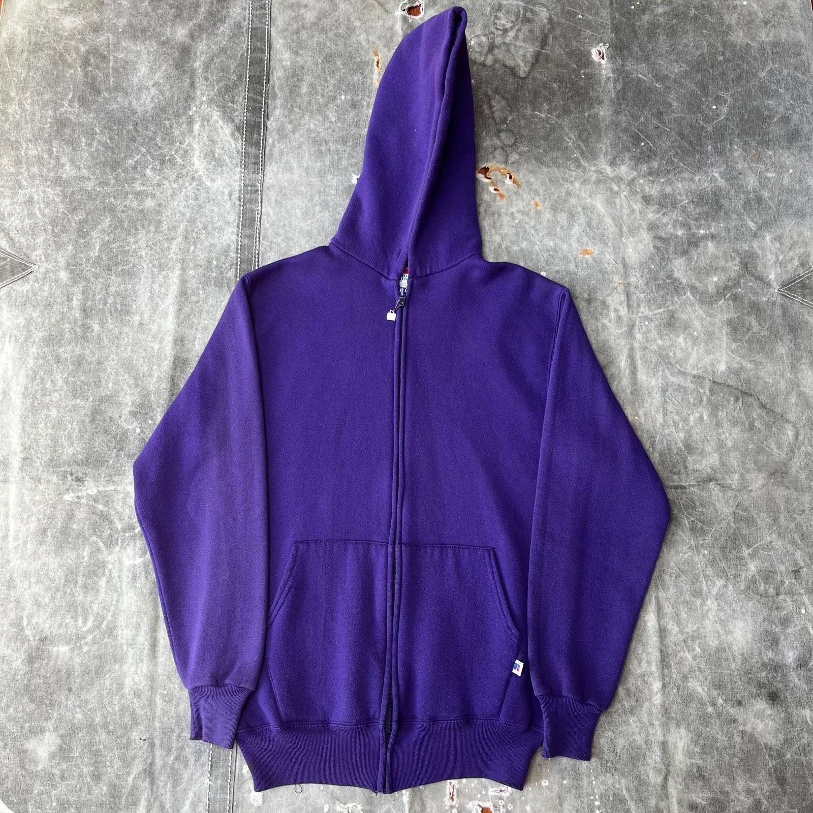 Vintage 90s Russell Athletic Purple Full Zip Hoodie Hoodie – Bold Style · Trending Graphic Apparel