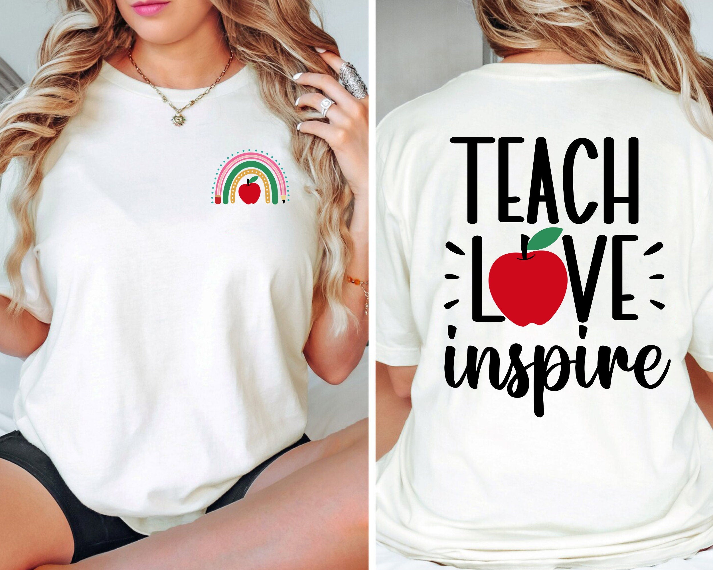 Teacher Shirts Preschool Teacher TShirt Teach Love Inspire Kindergarten Teacher Teach Love Inspire Teacher Group Shirts Graphic Tee – Warm & Stylish · Top Pick For Any Outfit