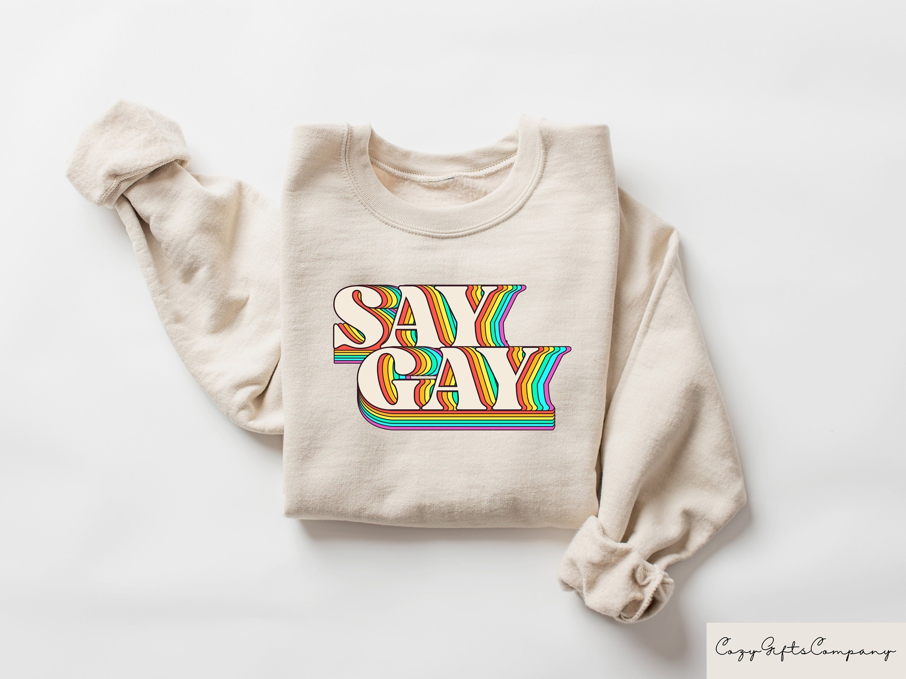 Say Gay Sweatshirt Retro Comfort LGBTQ Shirt Pride Ally T Shirt It39s Okay To Say Gay Shirt Gift For Pride Month Pride Tshirt Sweatshirt – Everyday Comfort · Perfect For Daily Wear