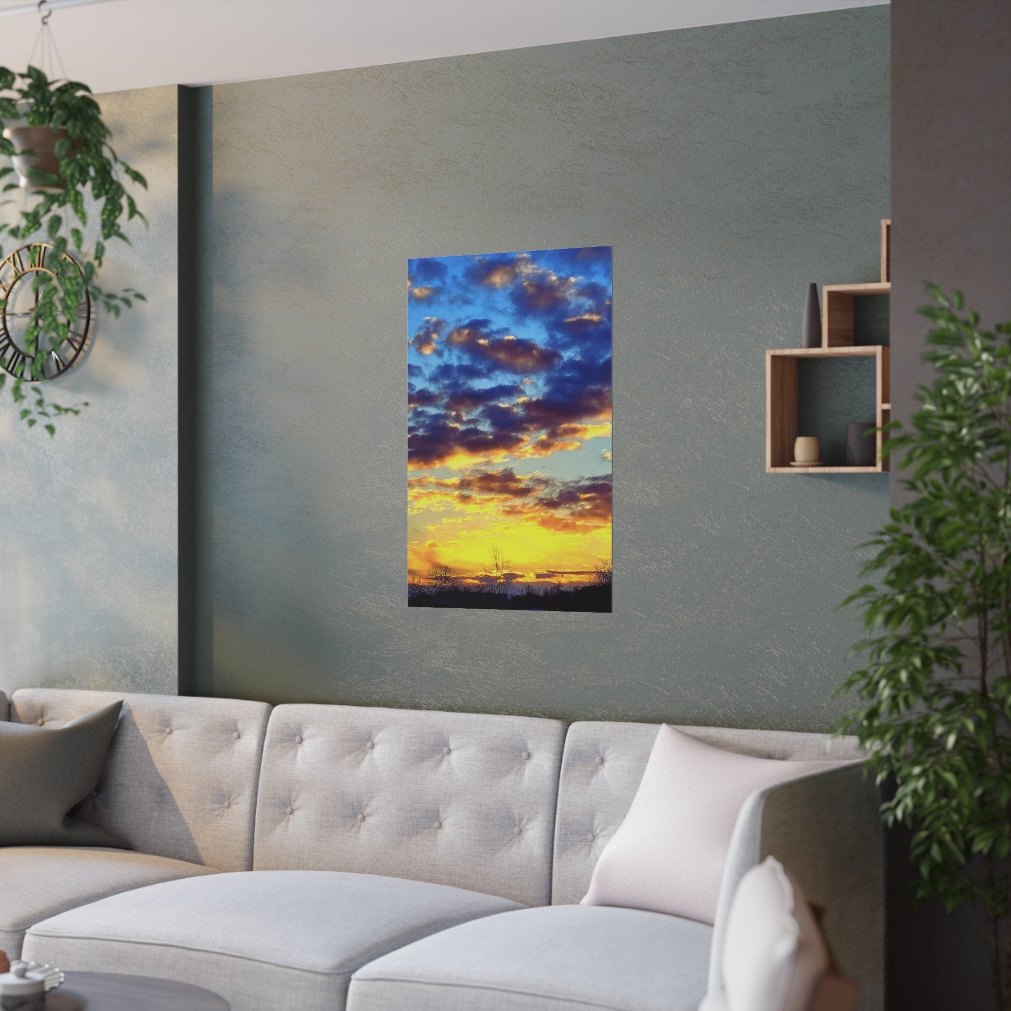 Sky Sunset Satin Poster Home Decor Horizon View Poster Wall Poster Home RV Cabin Decor Gift Nature Lover Graphic Tee – Cozy Vibes · High-Quality Print
