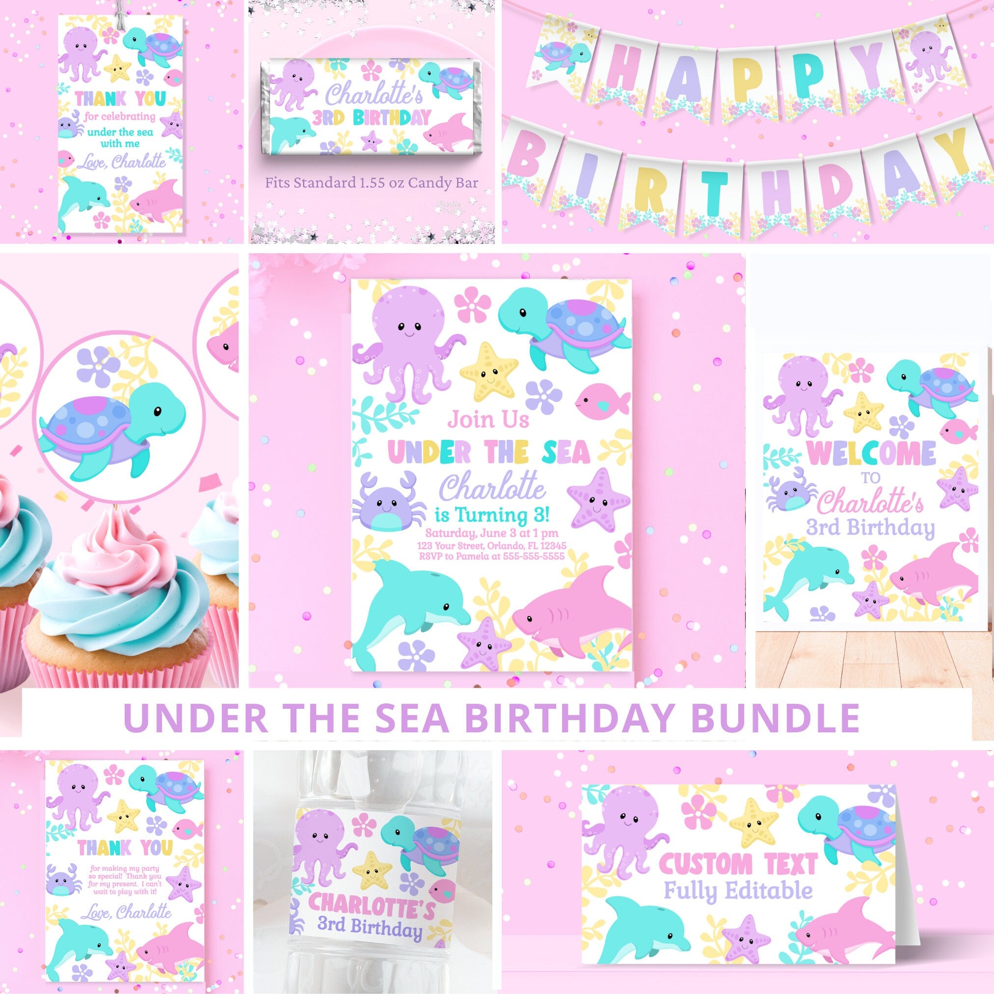 Under the Sea Birthday Party Bundle Under The Sea Invite Under The Sea Bundle Sea Animal Birthday Girl Birthday Party Oneder The Sea UNDE2 Graphic Tee – Fan Favorite · Must-Have Style
